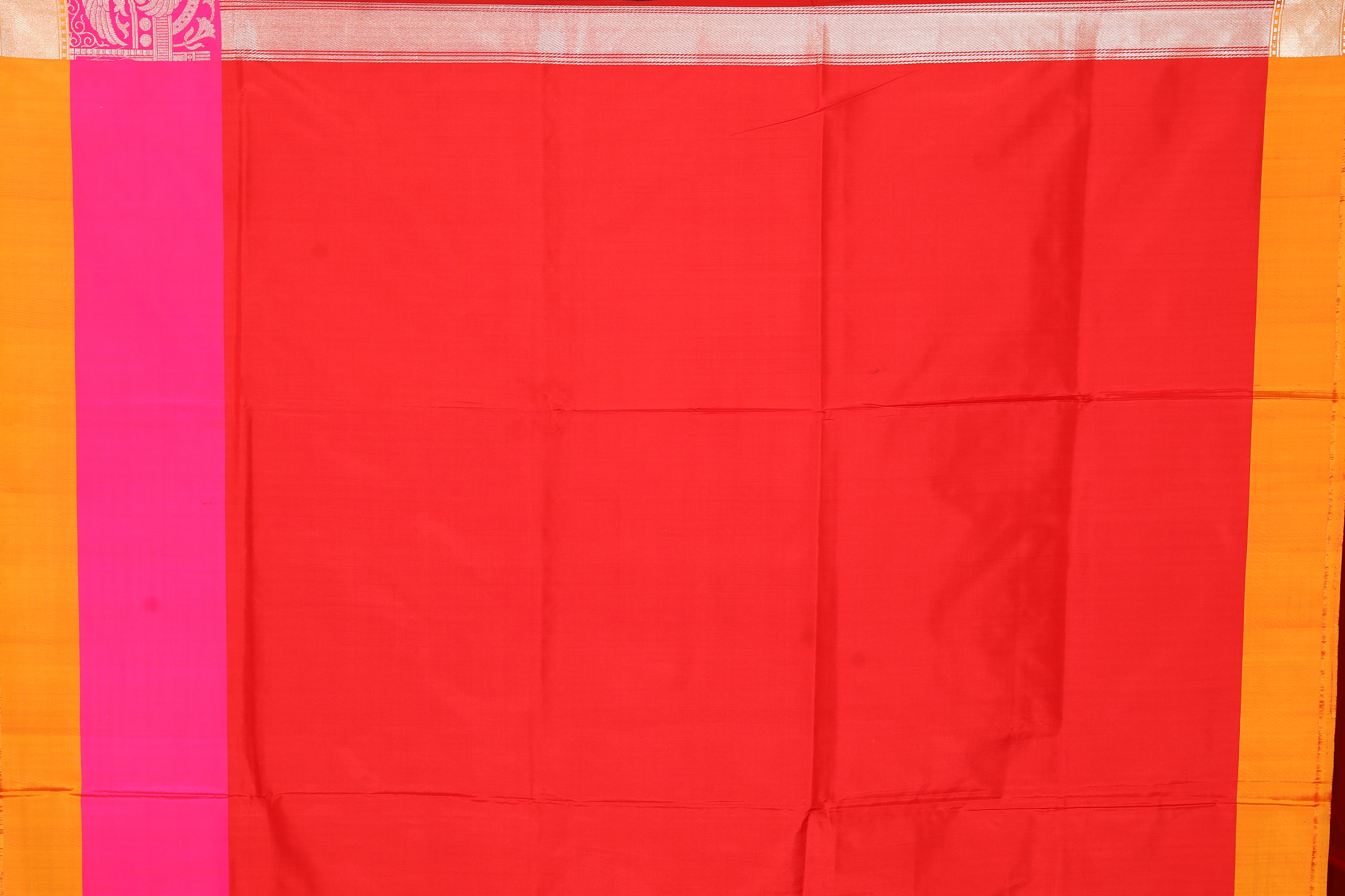 Bright Red Pure Katan Saree - Keya Seth Exclusive