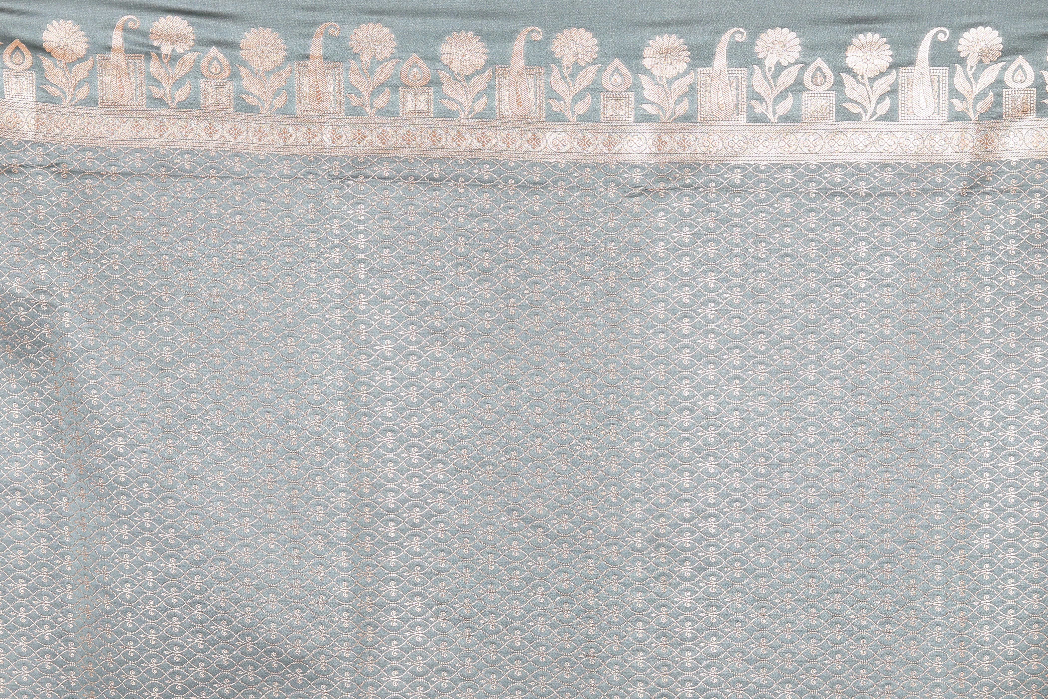 Grey Blended Mashru Katan Banarasi Silk Saree - Keya Seth Exclusive