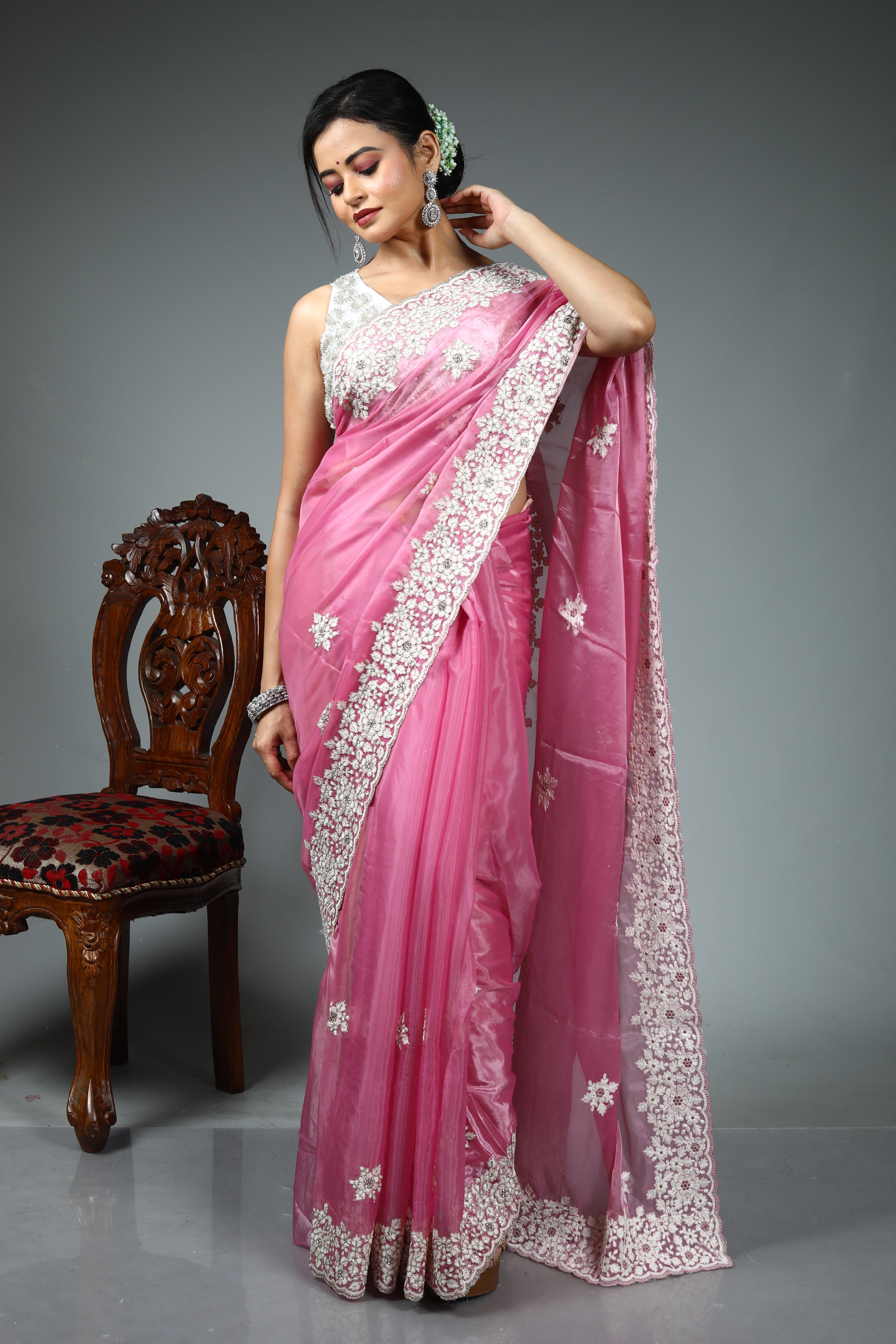 Pink Blended Jimmy Choo Saree