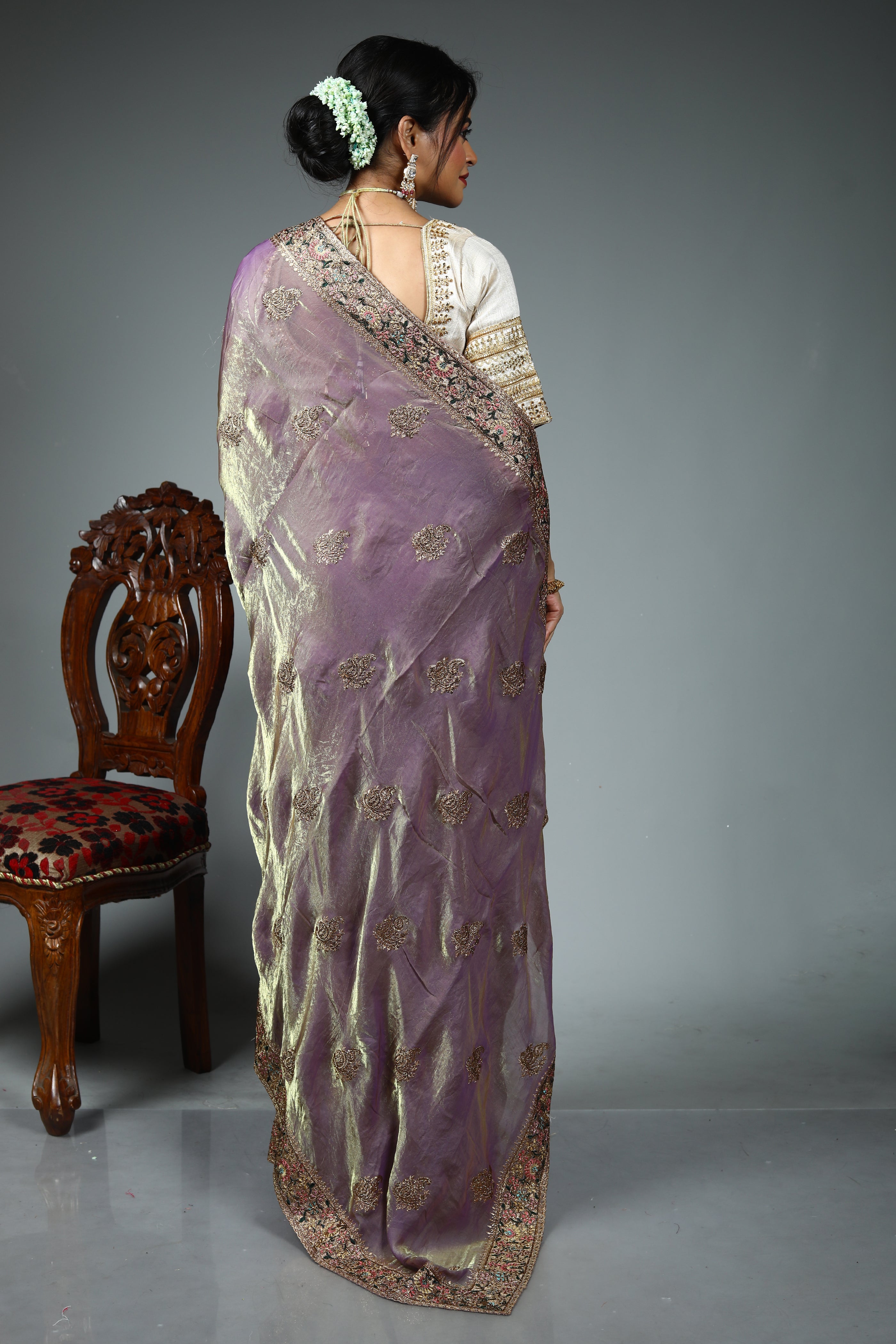 Purple Blended Georgette Saree