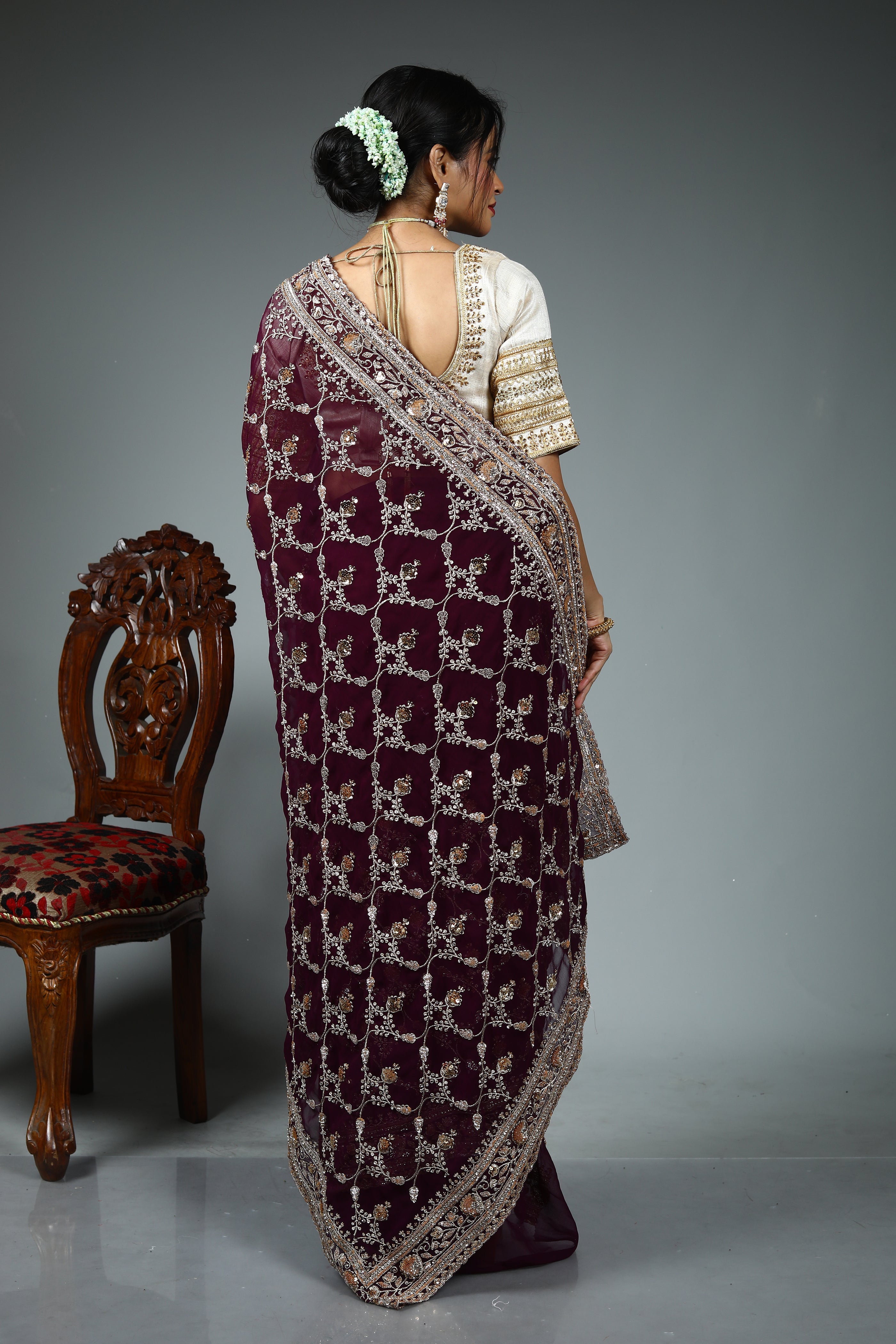 Wine Jimmy Choo Saree