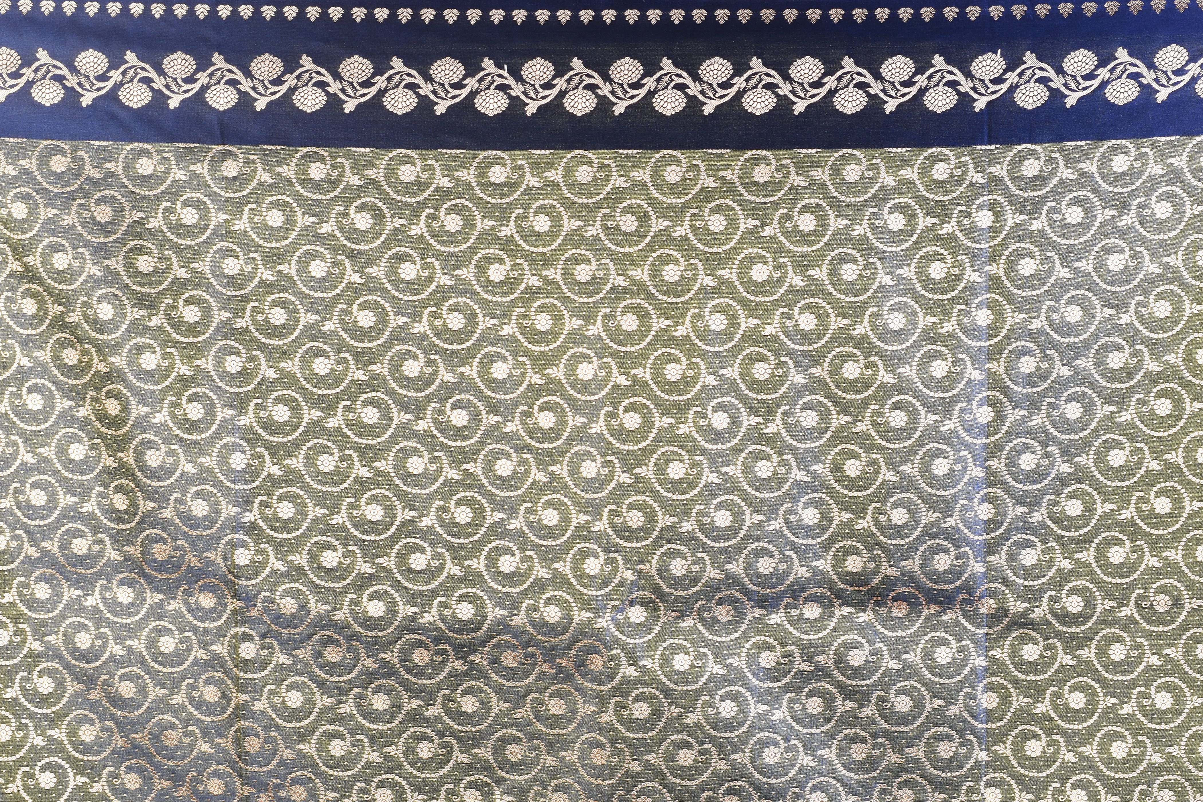 Dual Tone Olive Mushroo Silk Saree - Keya Seth Exclusive