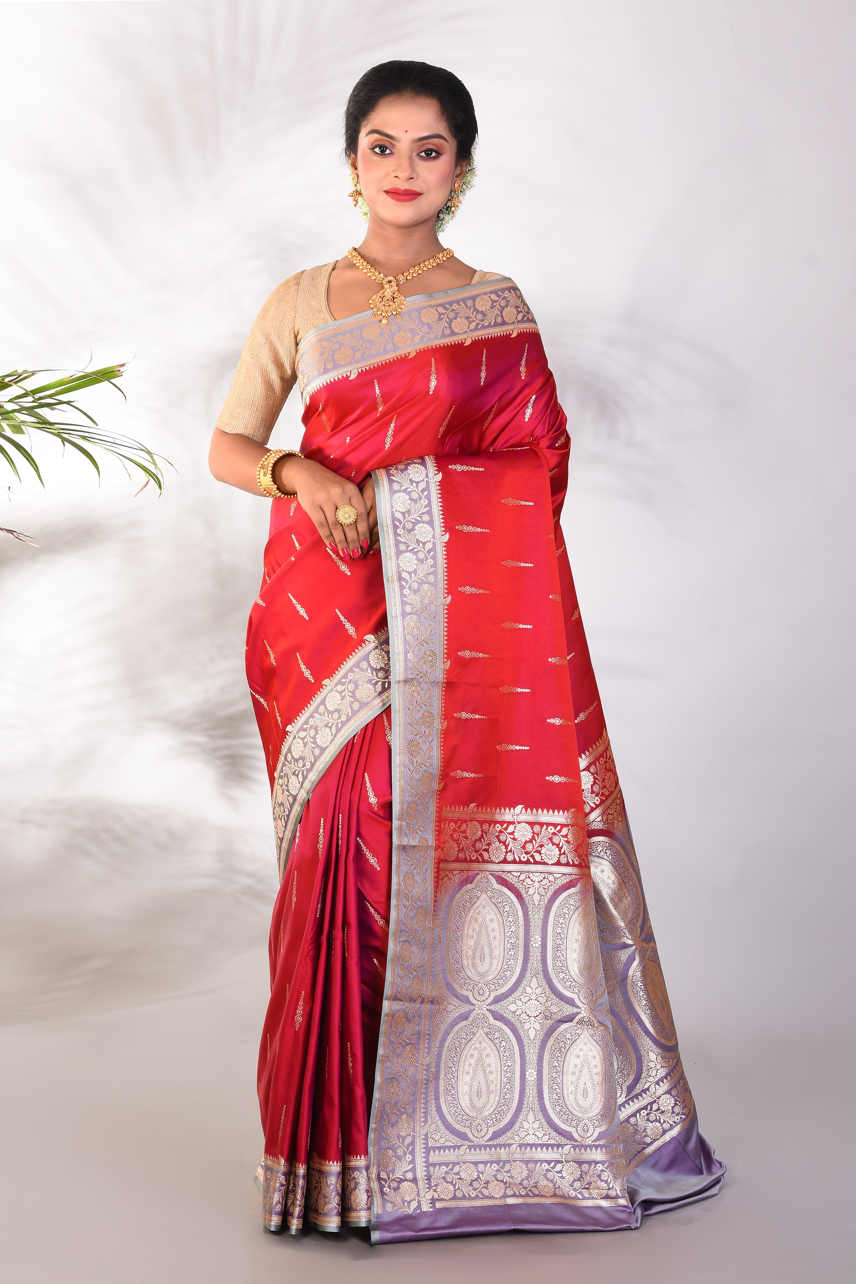 Maroon Mushroo Silk Saree - Keya Seth Exclusive