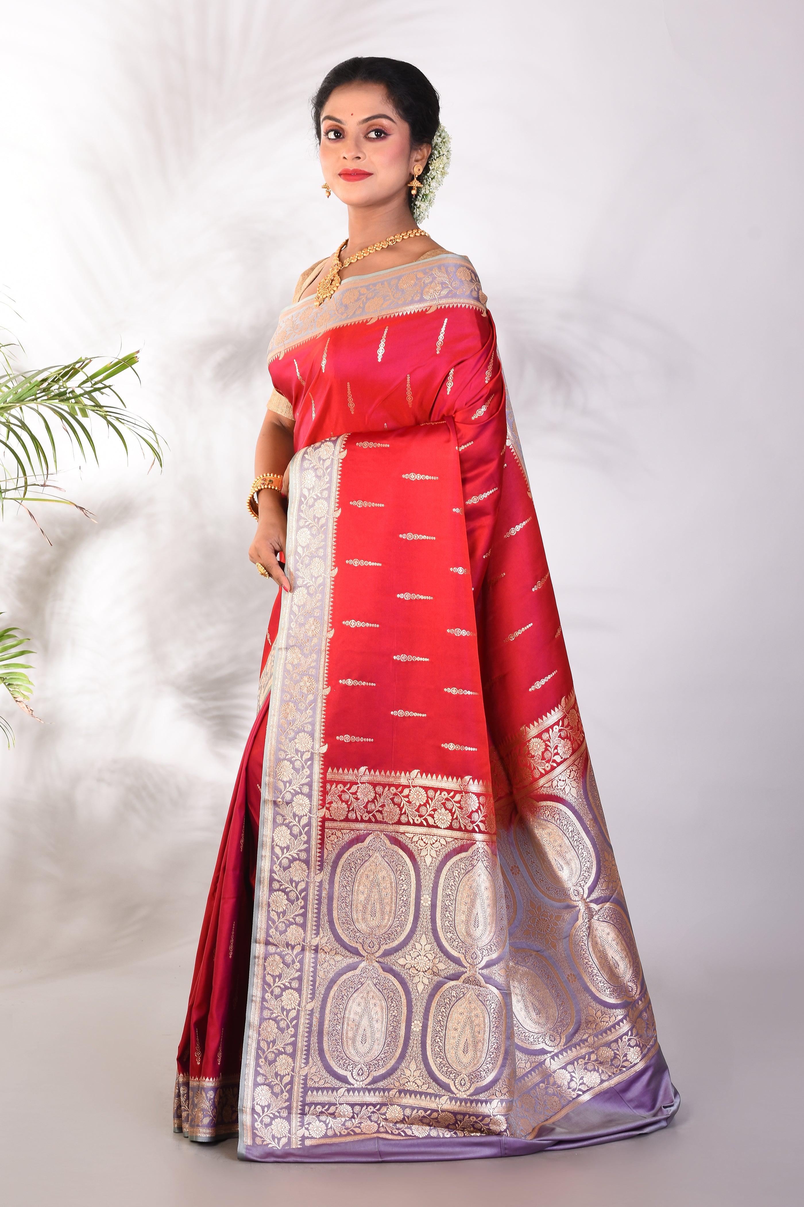 Maroon Mushroo Silk Saree - Keya Seth Exclusive