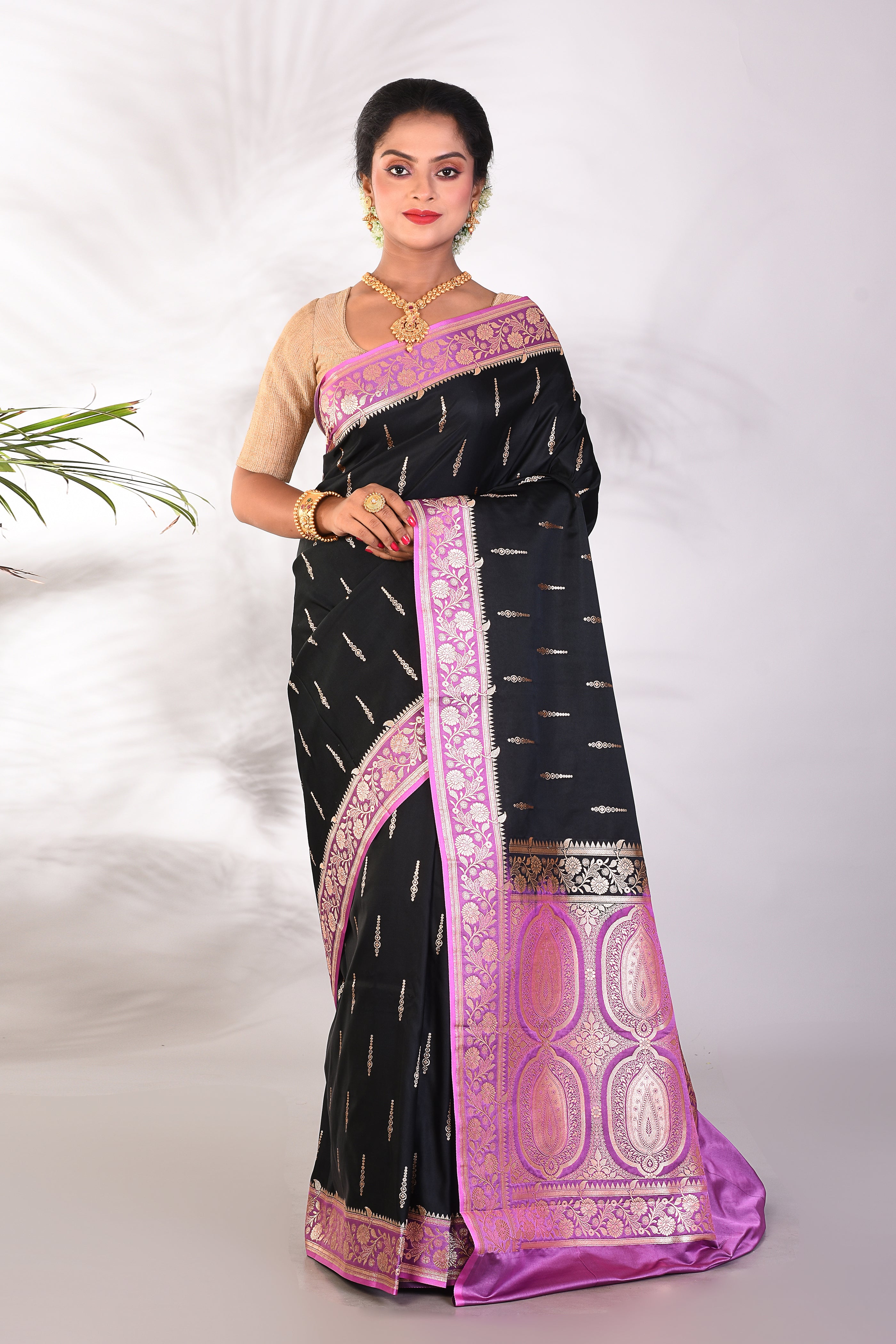 Black Mushroo Silk Saree - Keya Seth Exclusive