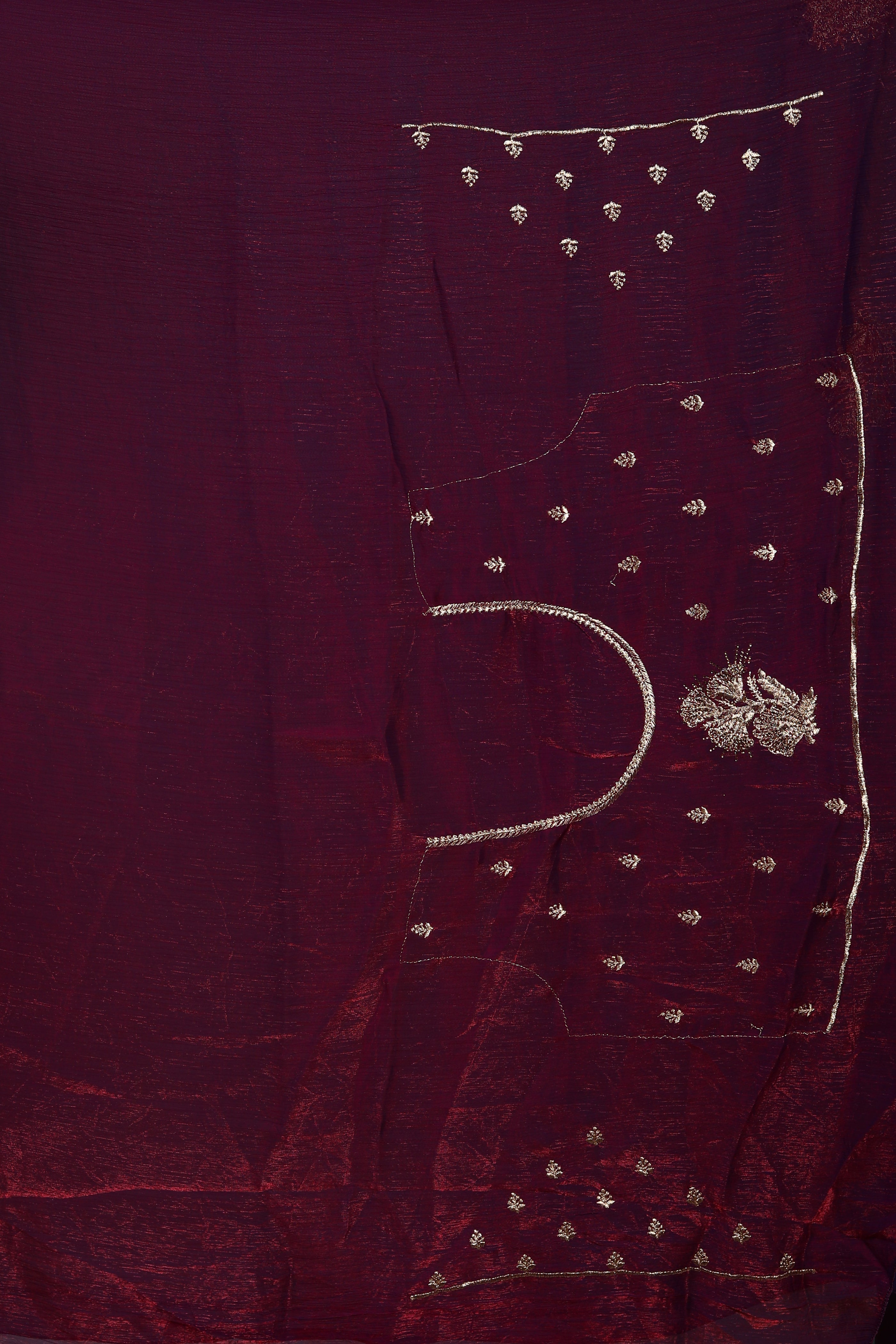 Maroon Blended Jimmy Choo Saree