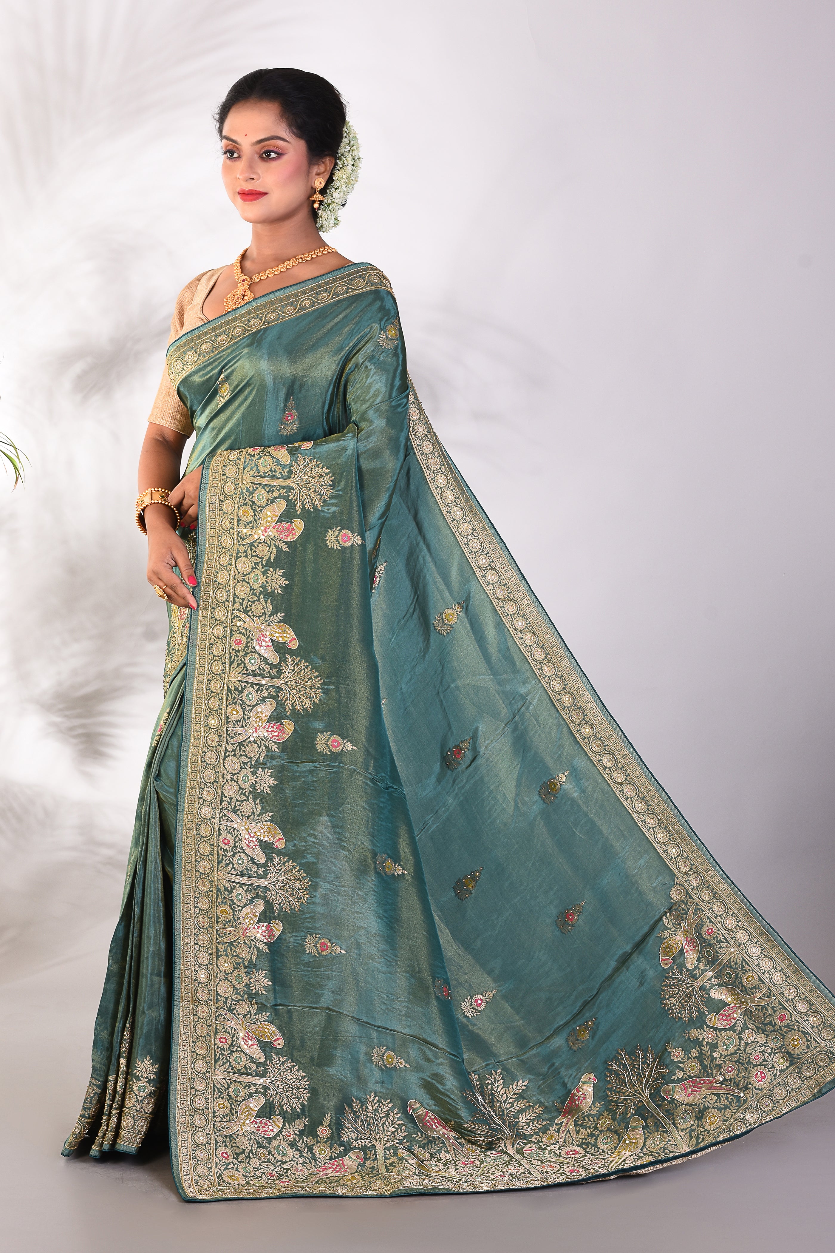 Pesta Green Tissue Saree - Keya Seth Exclusive