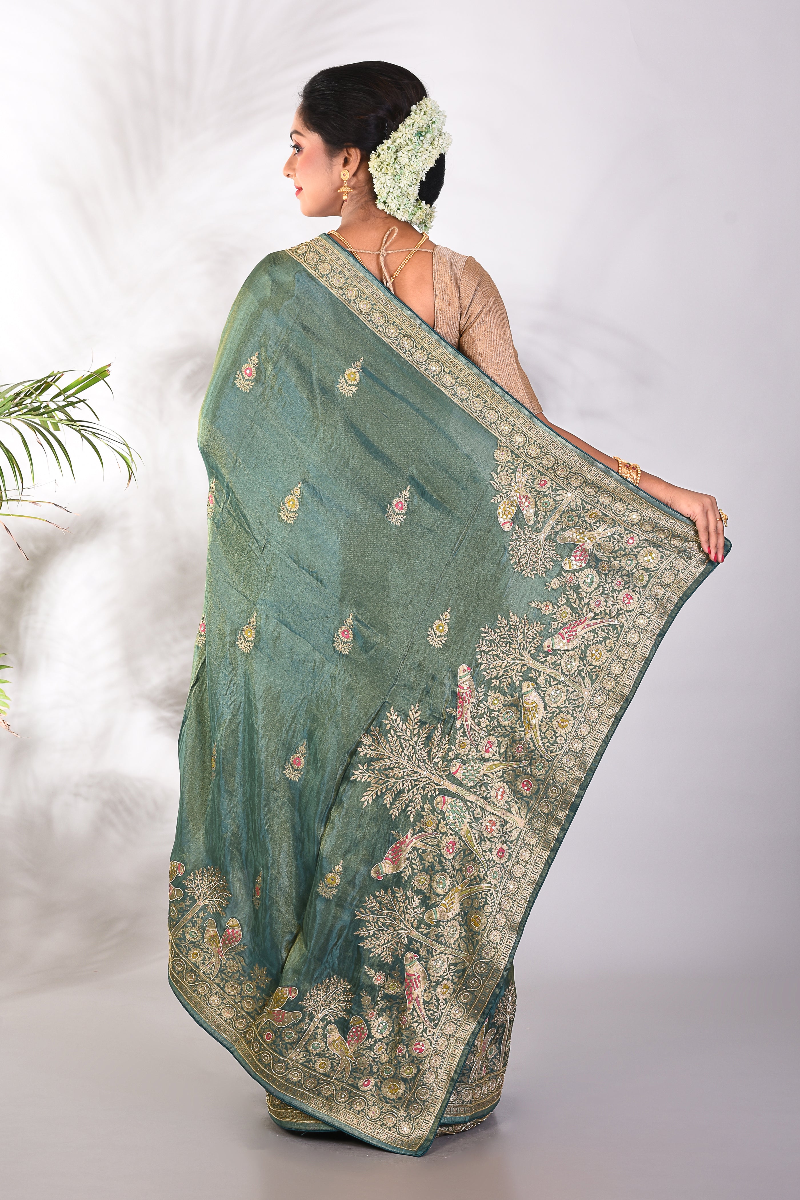 Pesta Green Tissue Saree - Keya Seth Exclusive
