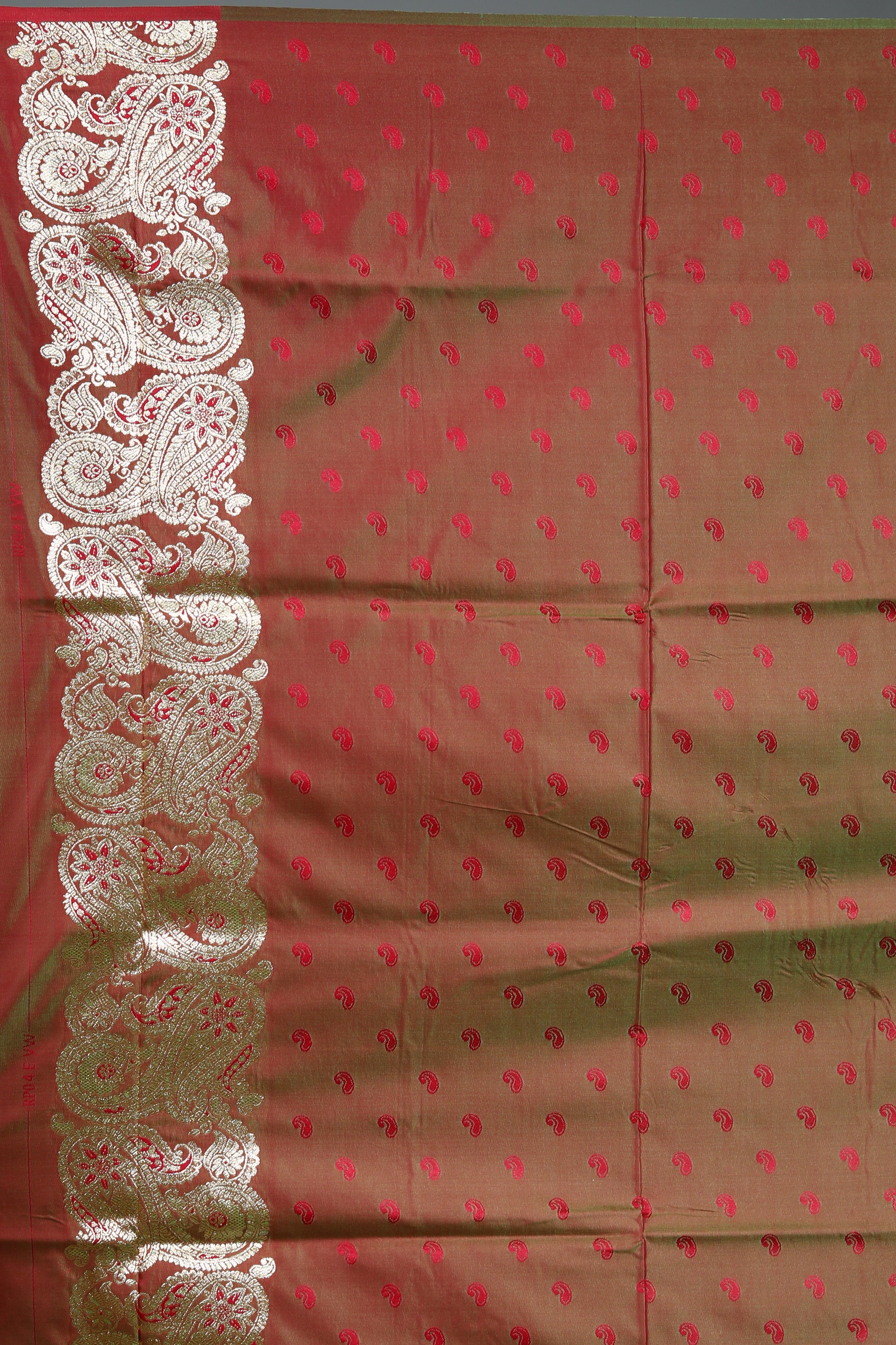 Dual Tone Rust Blended Satin Silk Saree
