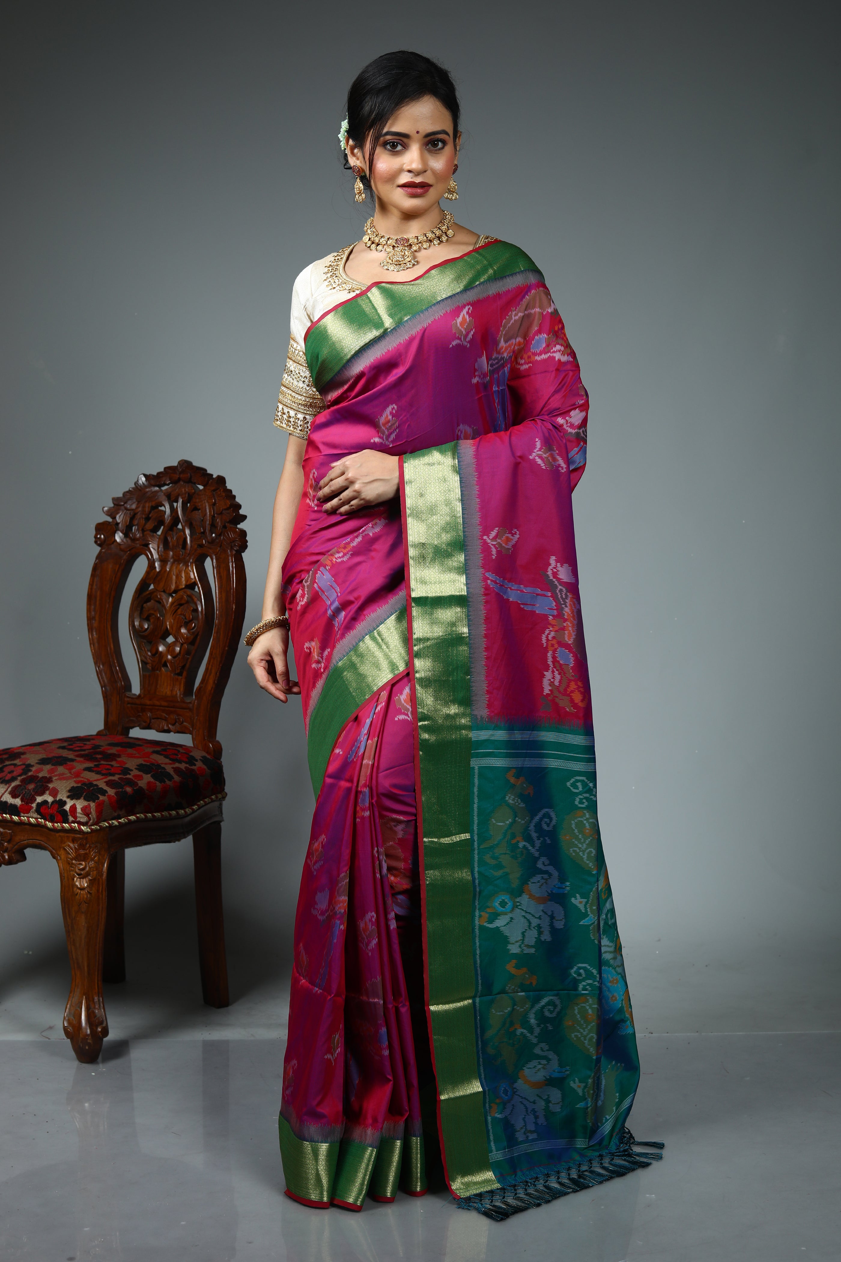 Purple Blended Handloom Silk Saree