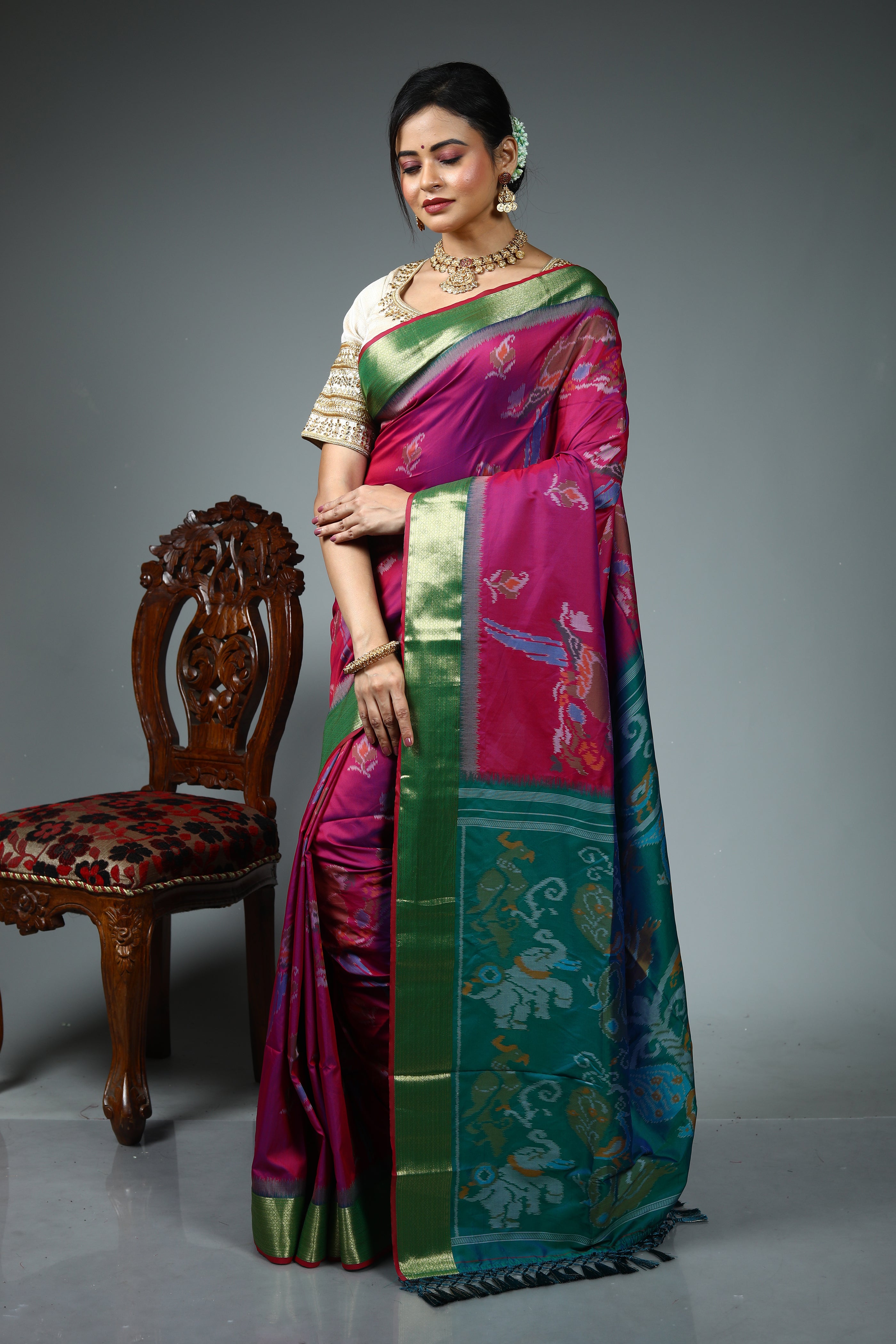 Purple Blended Handloom Silk Saree