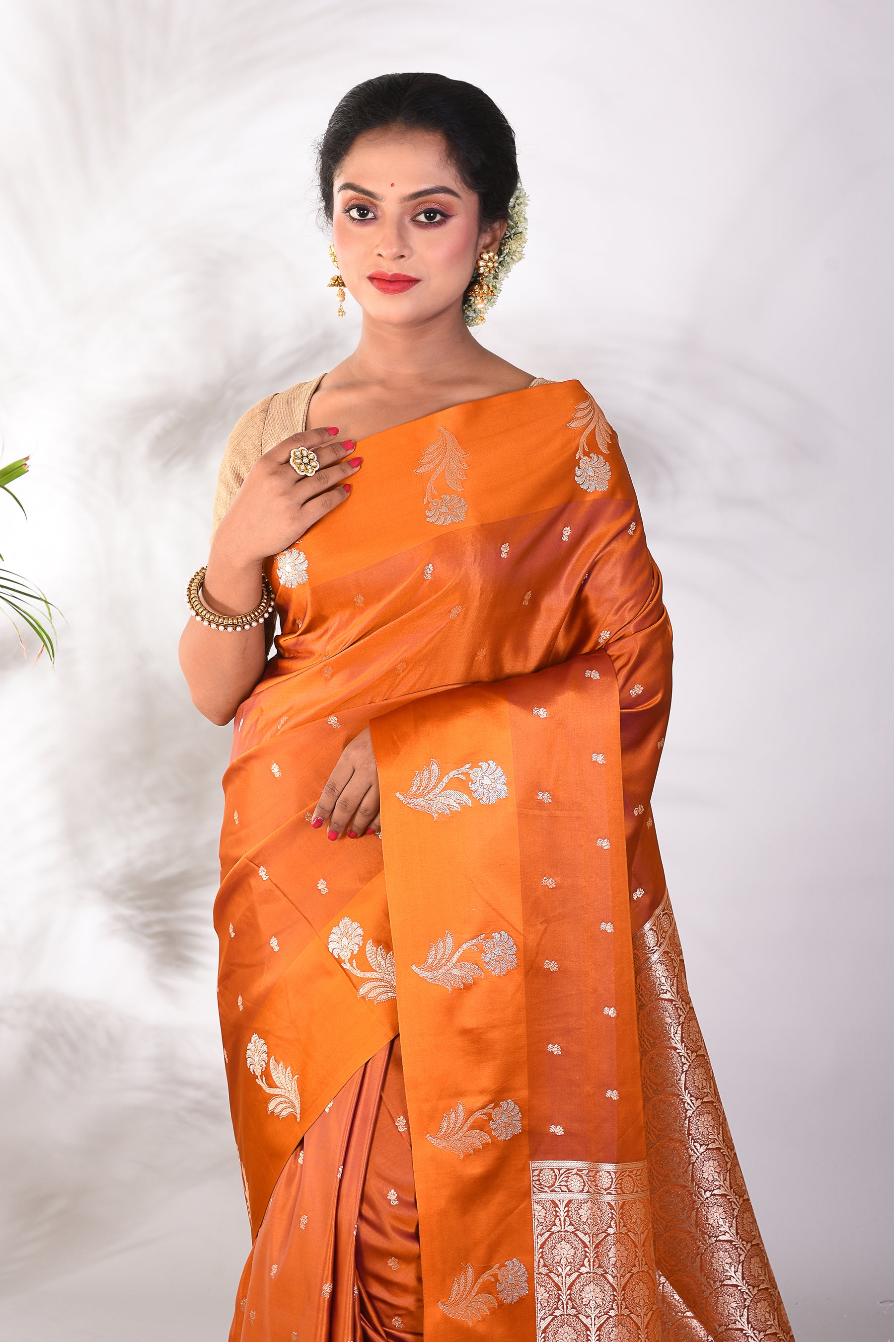 Mustard Mushroo Silk Saree - Keya Seth Exclusive
