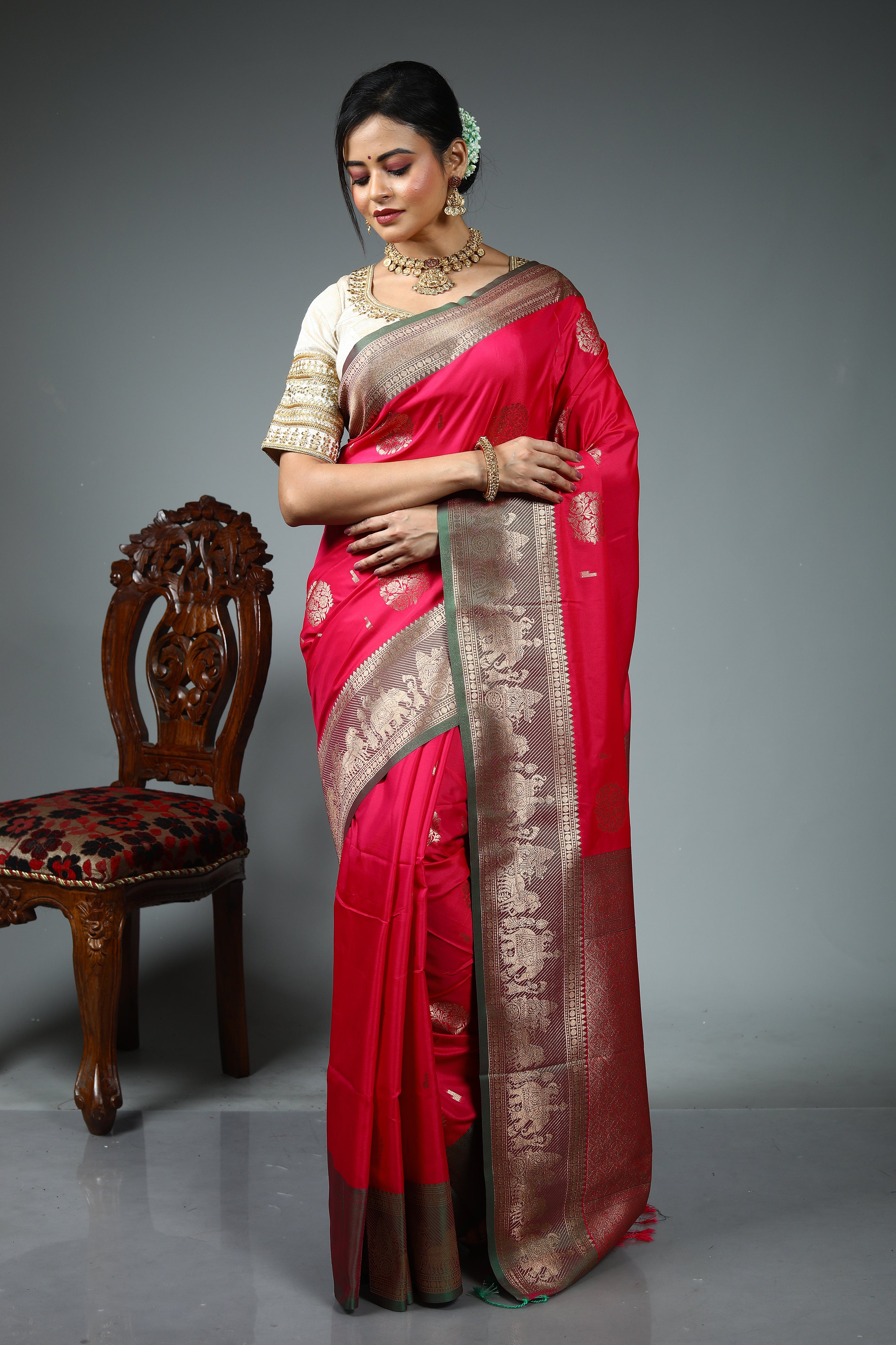 Pink Blended Silk Saree
