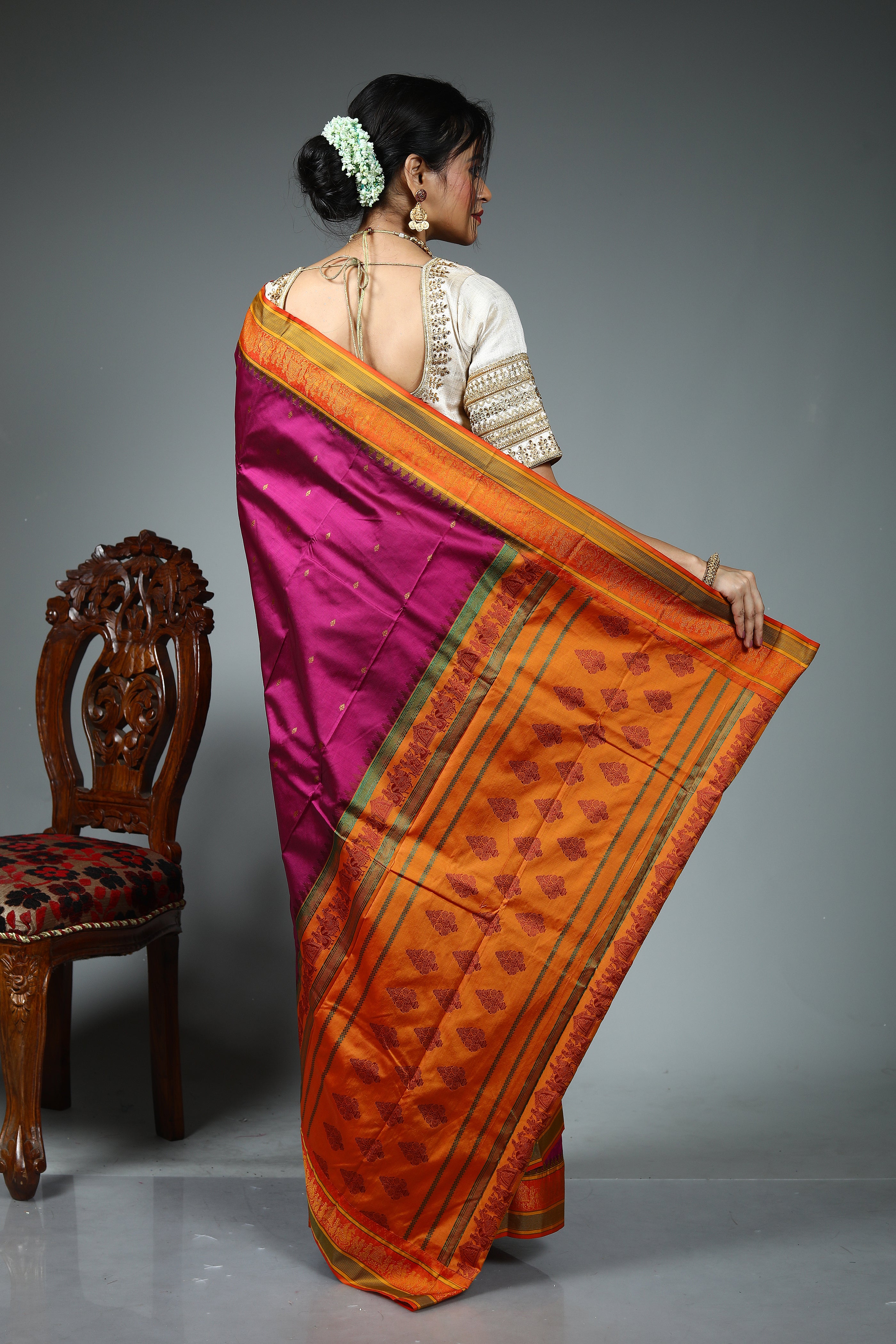 Magenta Blended Silk Saree