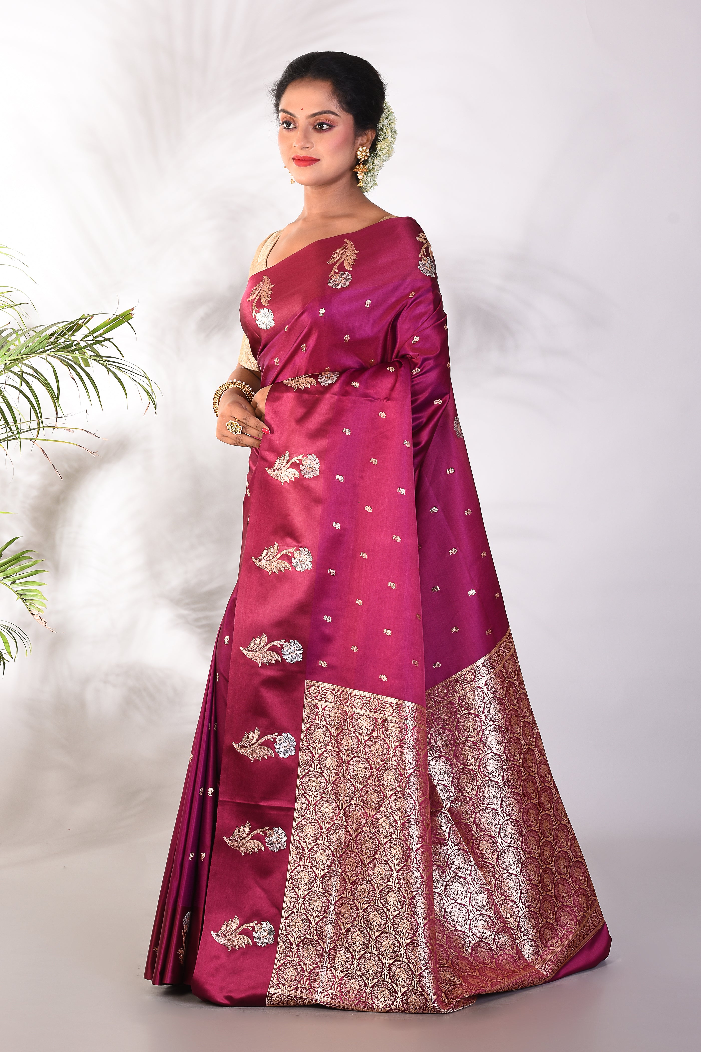 Purple Mushroo Silk Saree - Keya Seth Exclusive