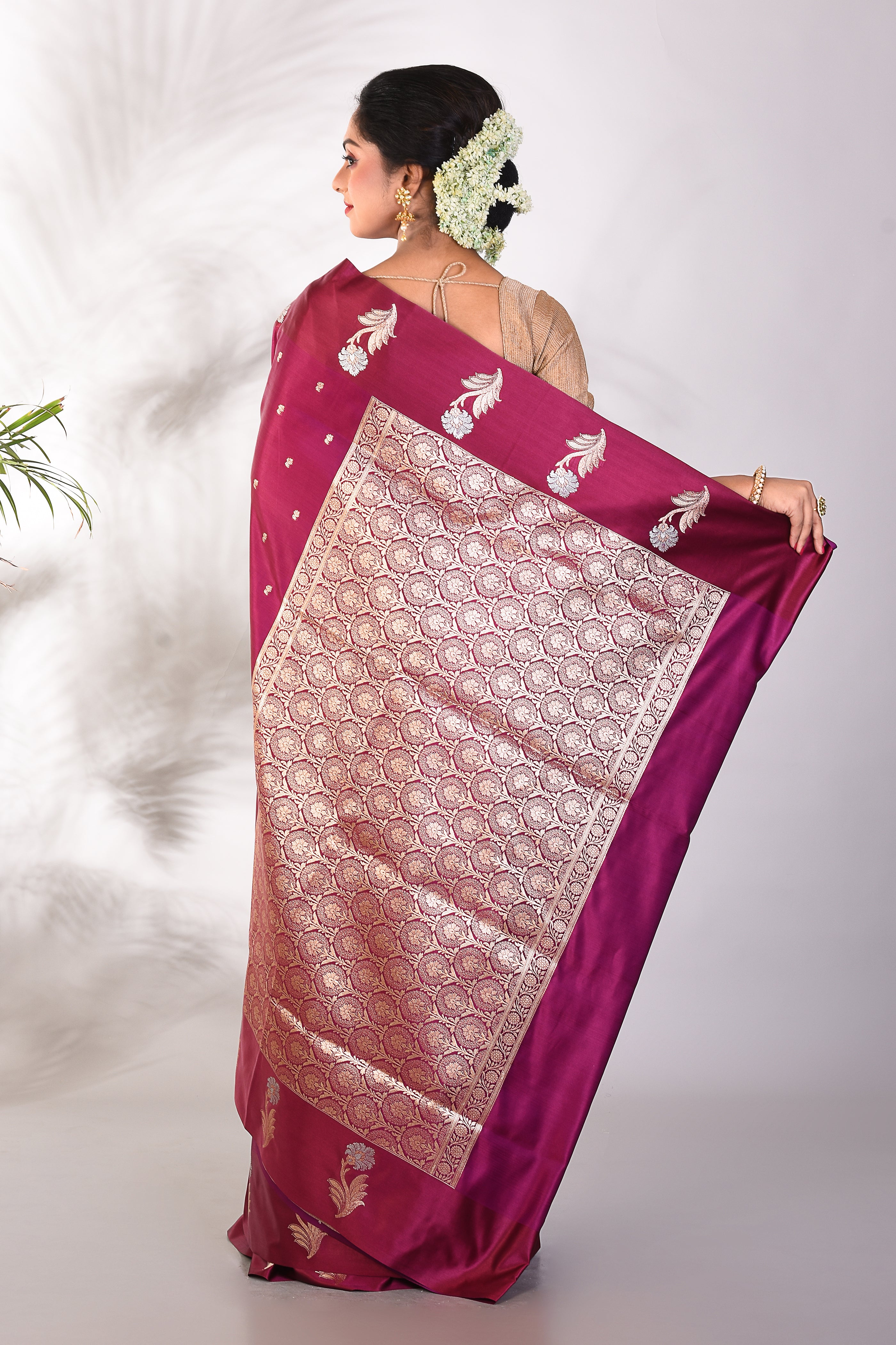 Purple Mushroo Silk Saree - Keya Seth Exclusive