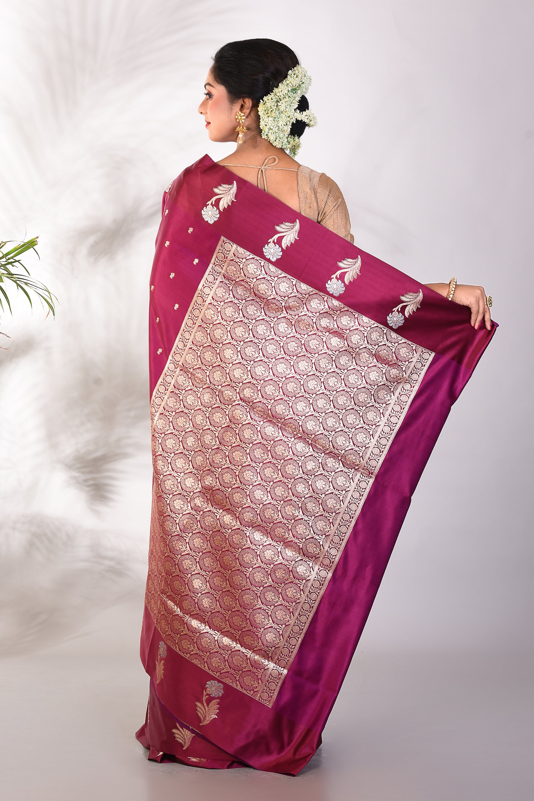 Purple Mushroo Silk Saree - Keya Seth Exclusive