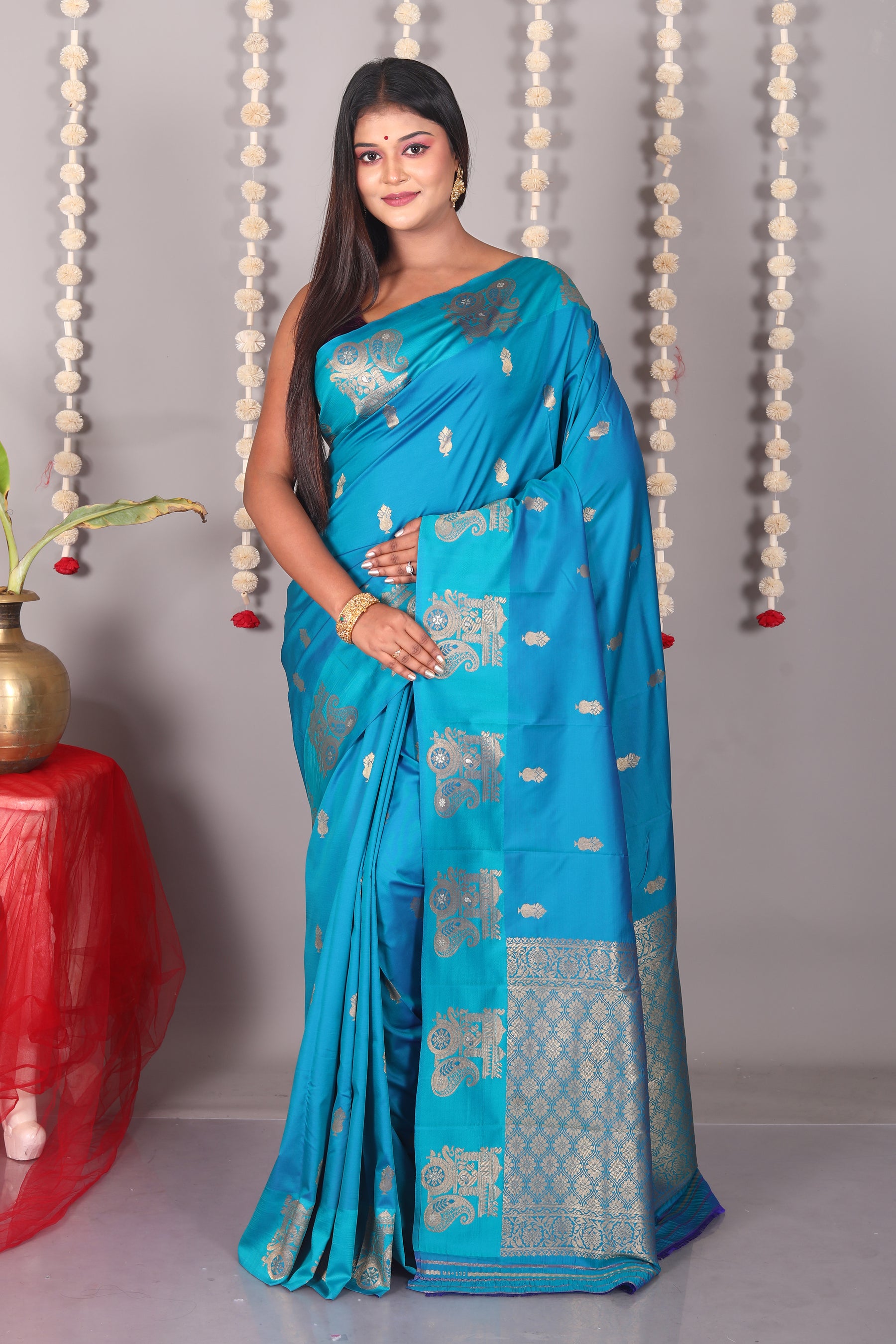 Blue Blended Mashru Silk Saree - Keya Seth Exclusive