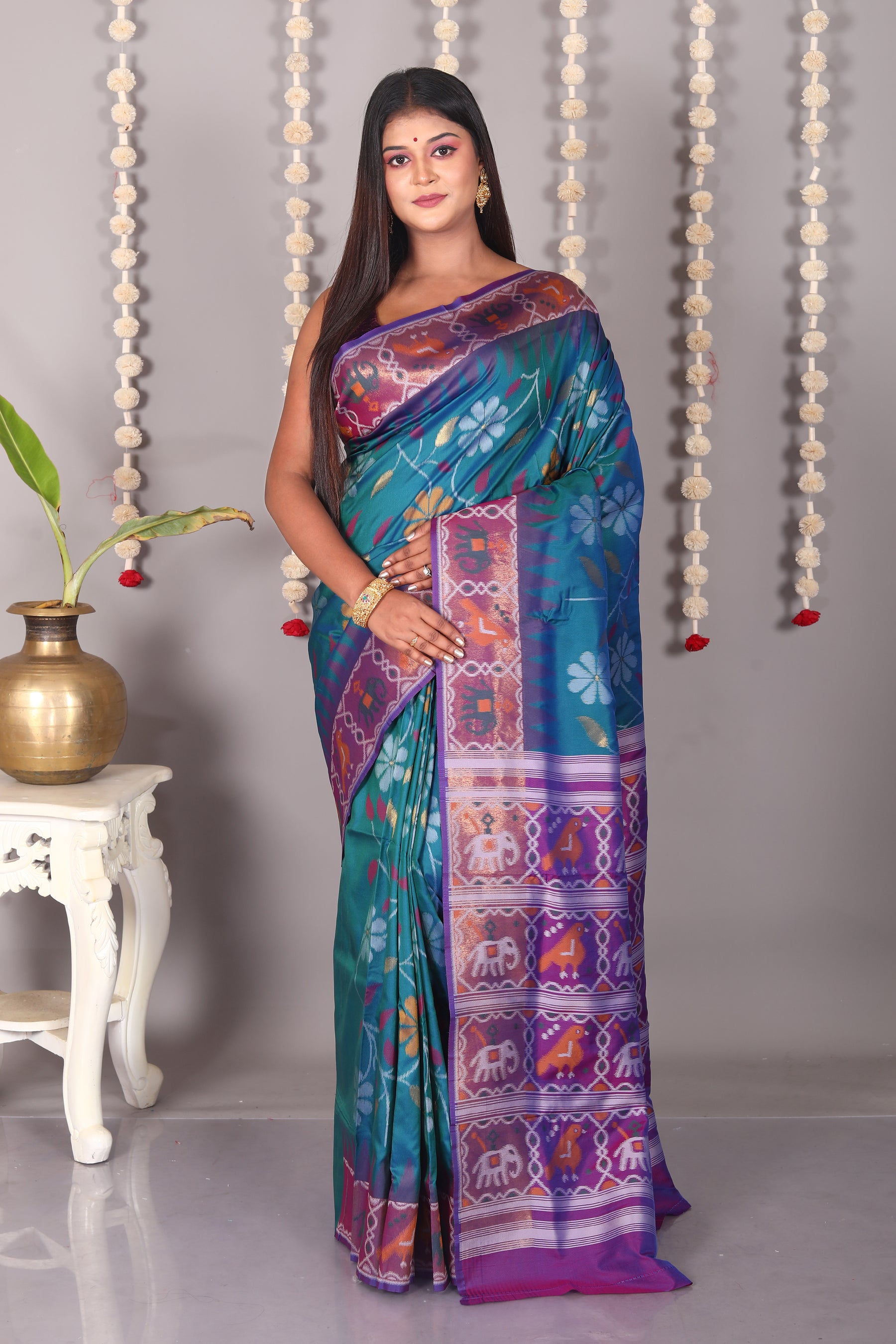 Blue Blended Ikkat Silk Saree - Keya Seth Exclusive