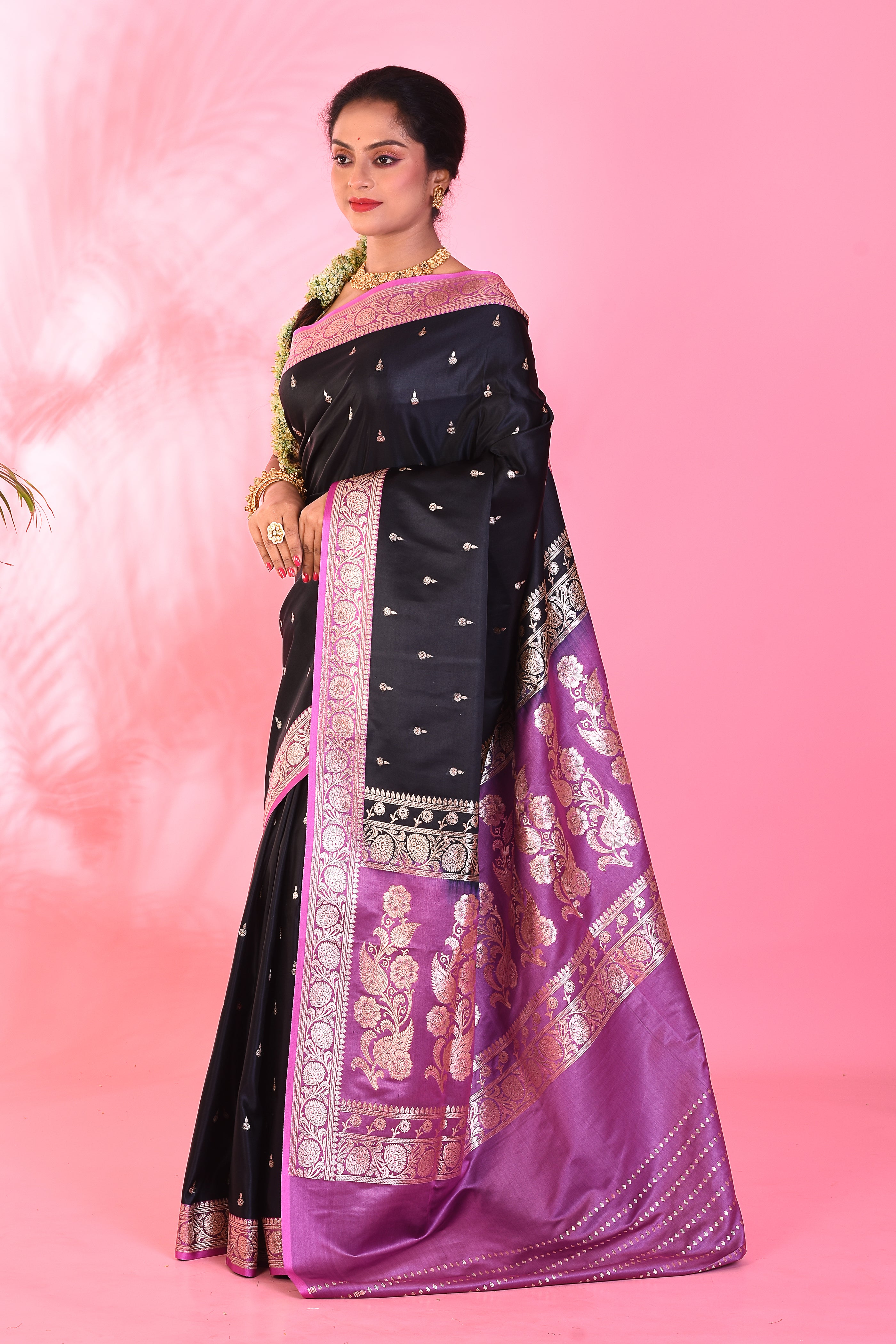 Black Mushroo Silk Saree - Keya Seth Exclusive