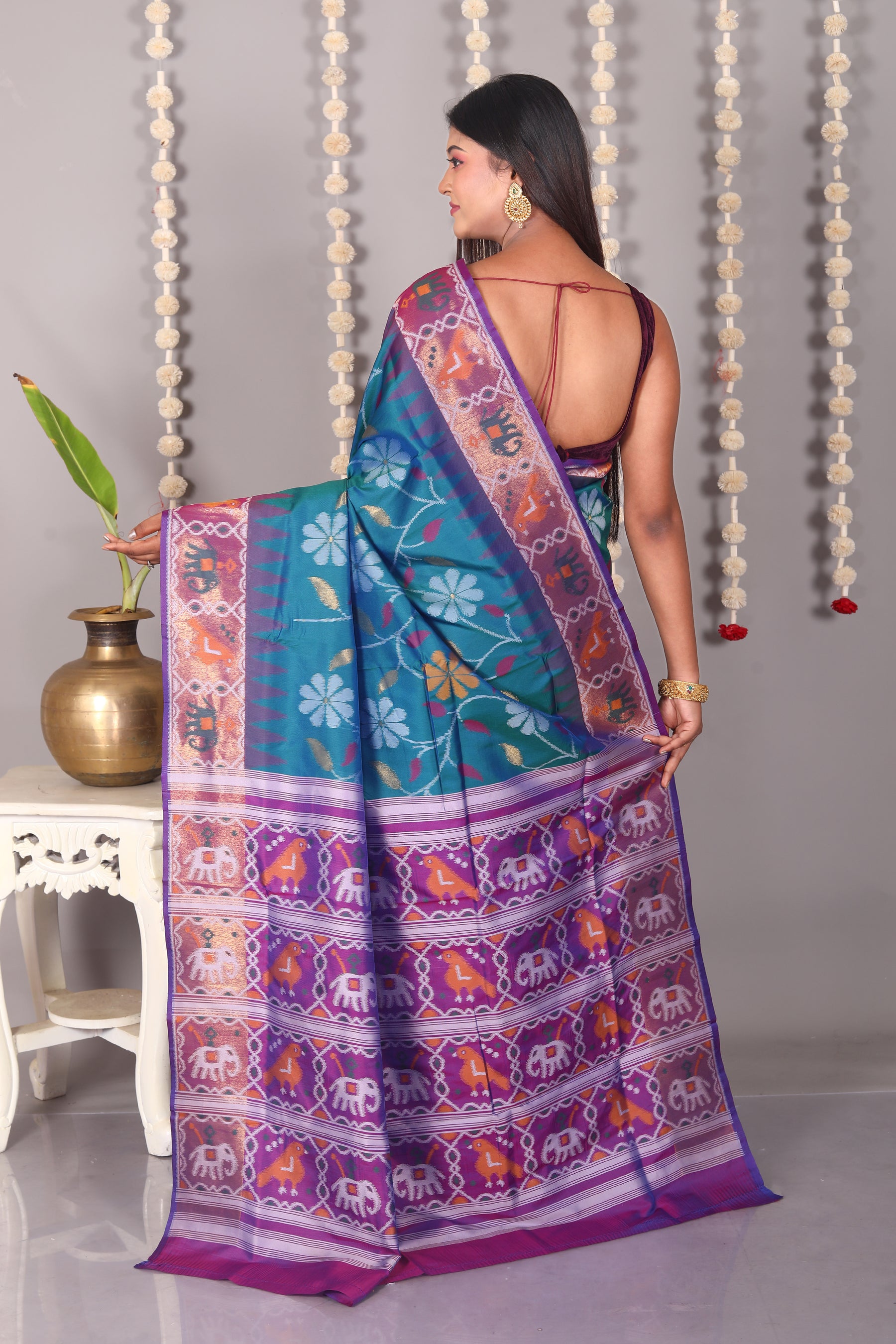 Blue Blended Ikkat Silk Saree - Keya Seth Exclusive