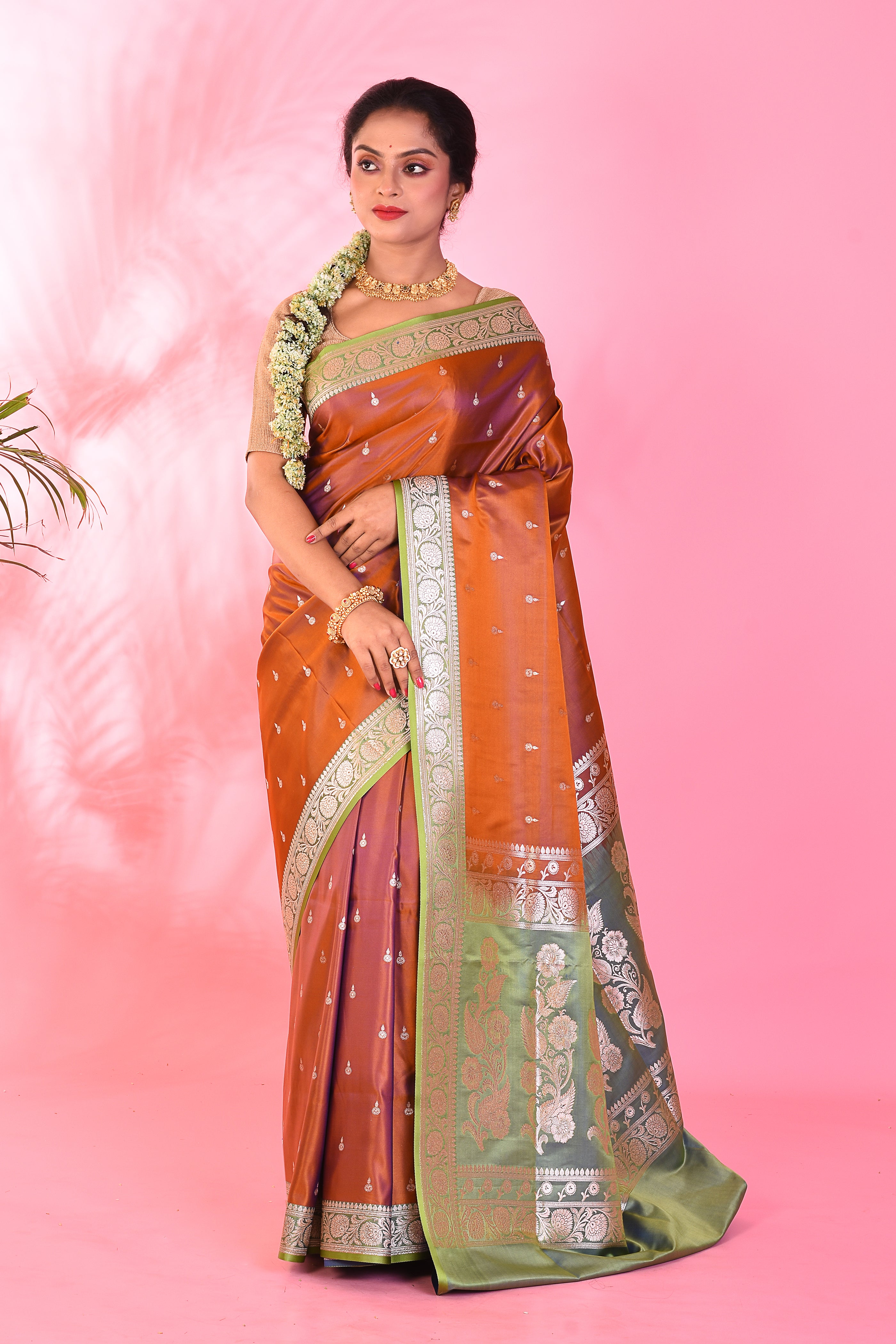 Mustard Mushroo Silk Saree - Keya Seth Exclusive