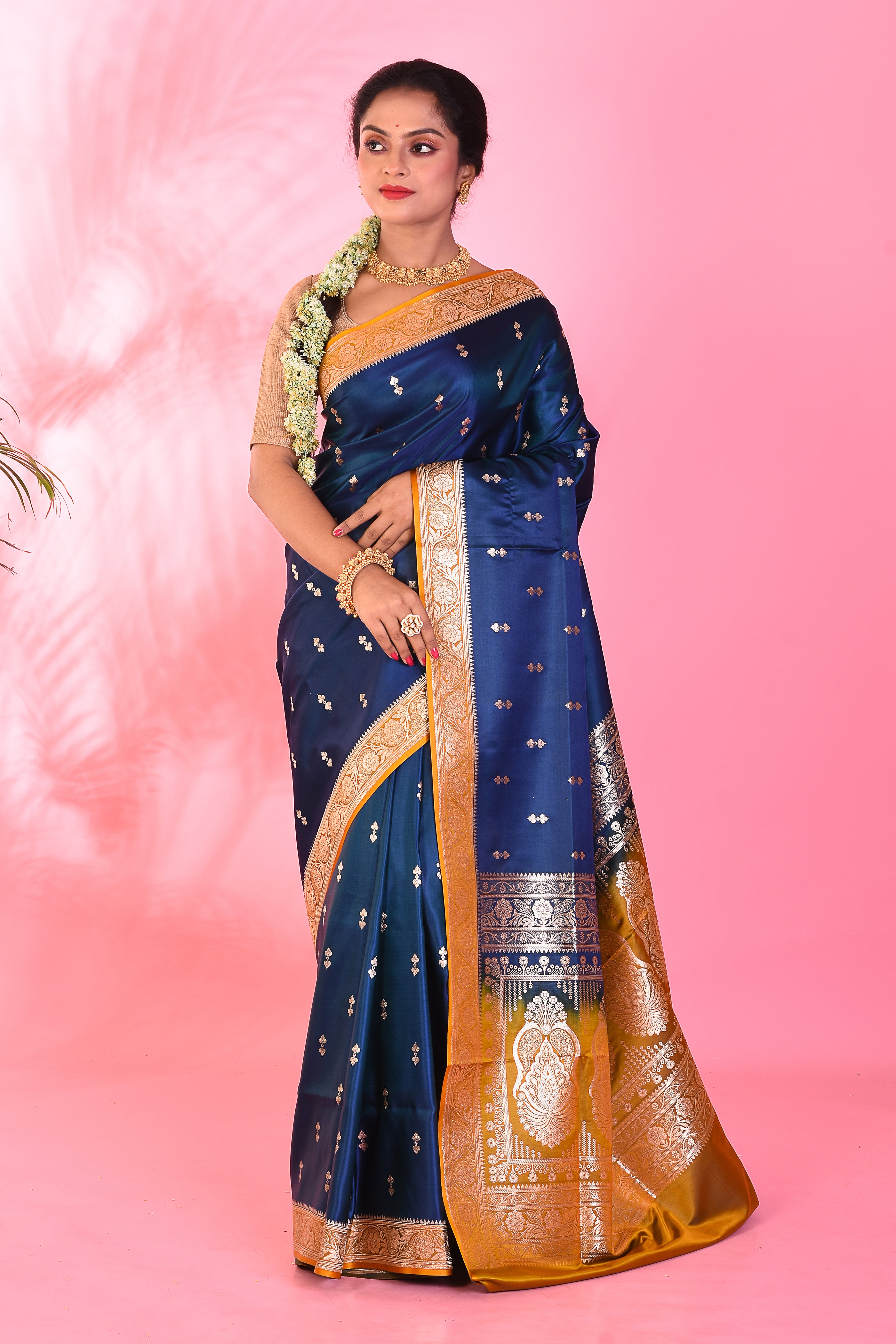 Blue Mushroo Silk Saree - Keya Seth Exclusive