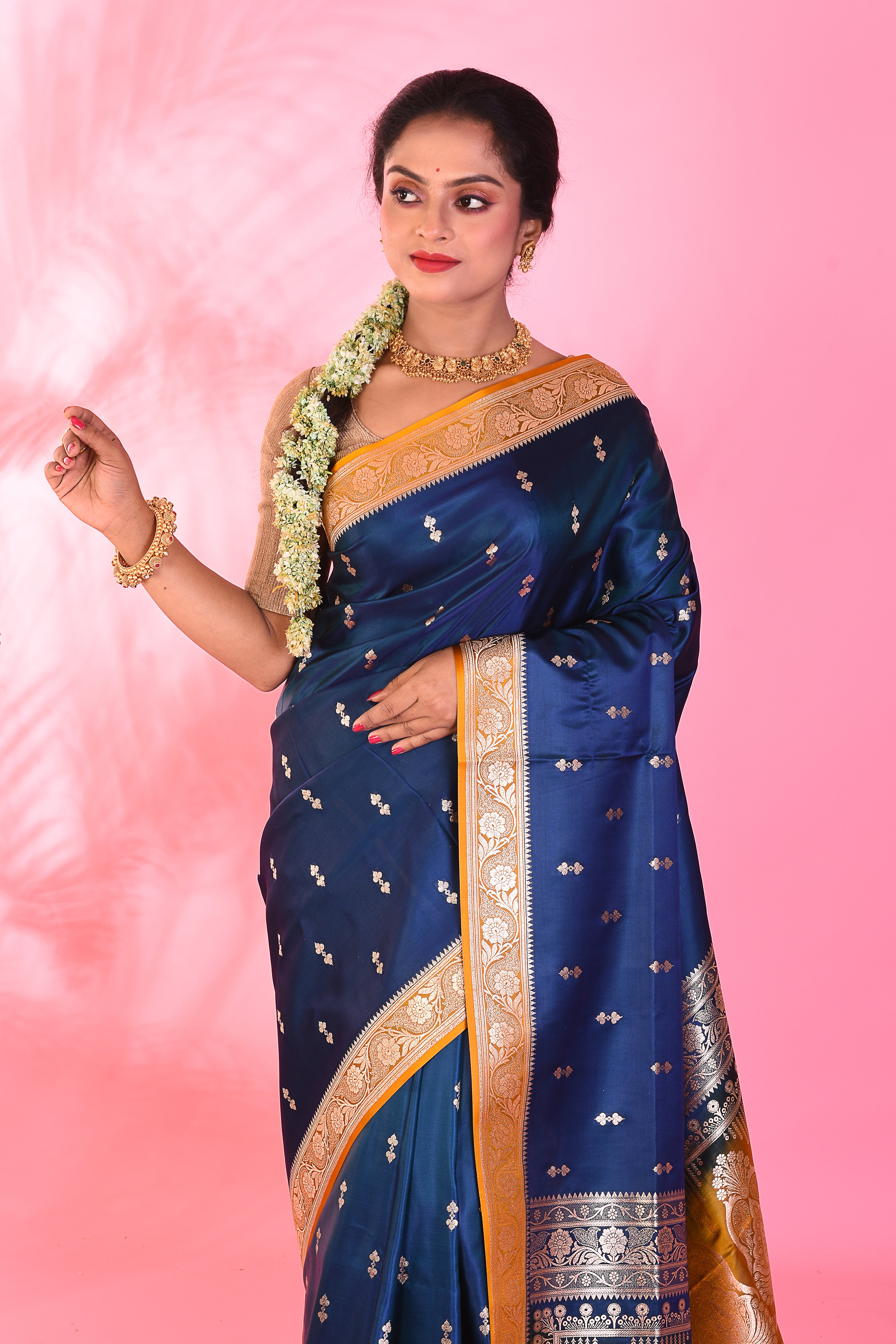 Blue Mushroo Silk Saree - Keya Seth Exclusive