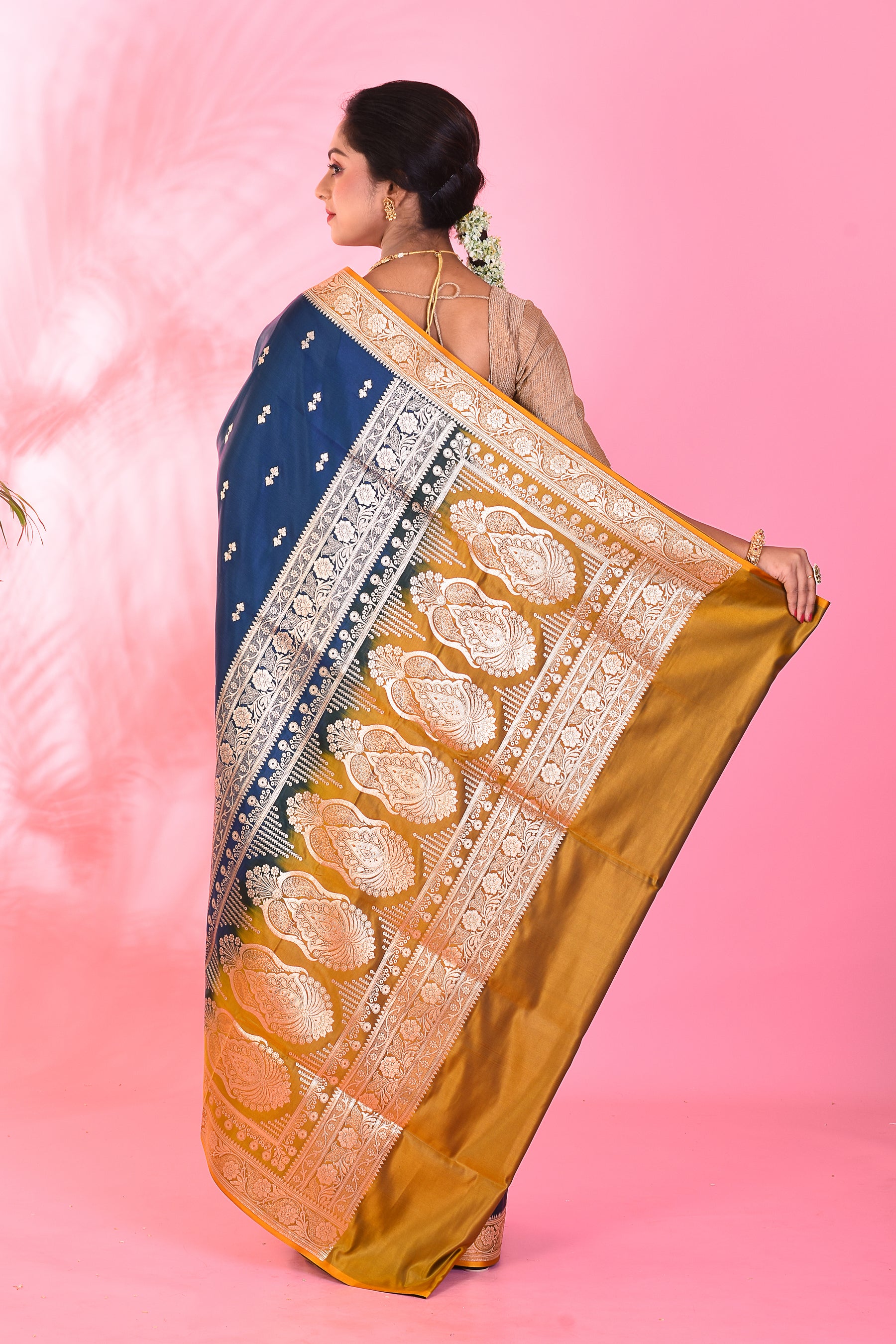 Blue Mushroo Silk Saree - Keya Seth Exclusive