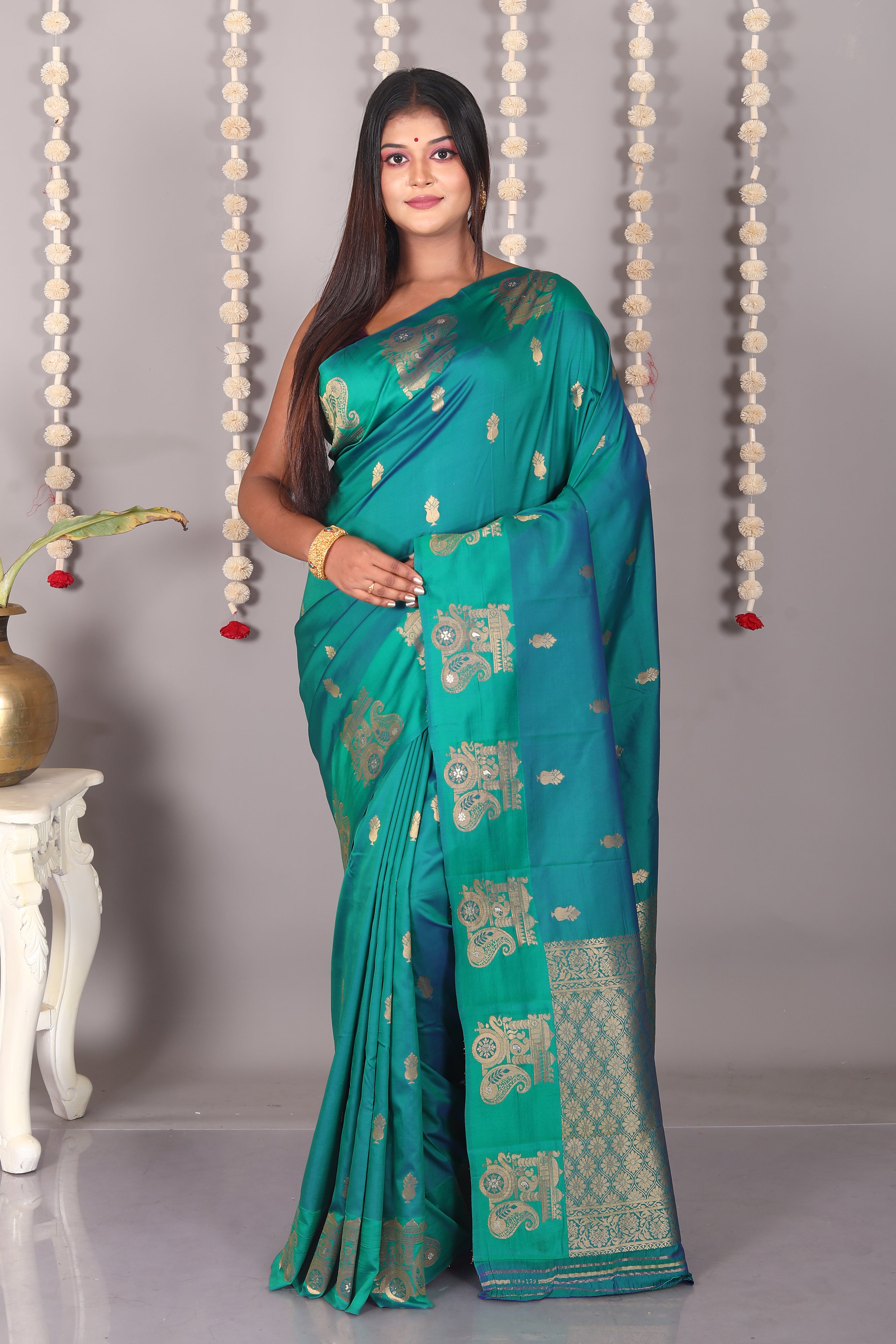 Rama Green Blended Mashru Silk Saree - Keya Seth Exclusive