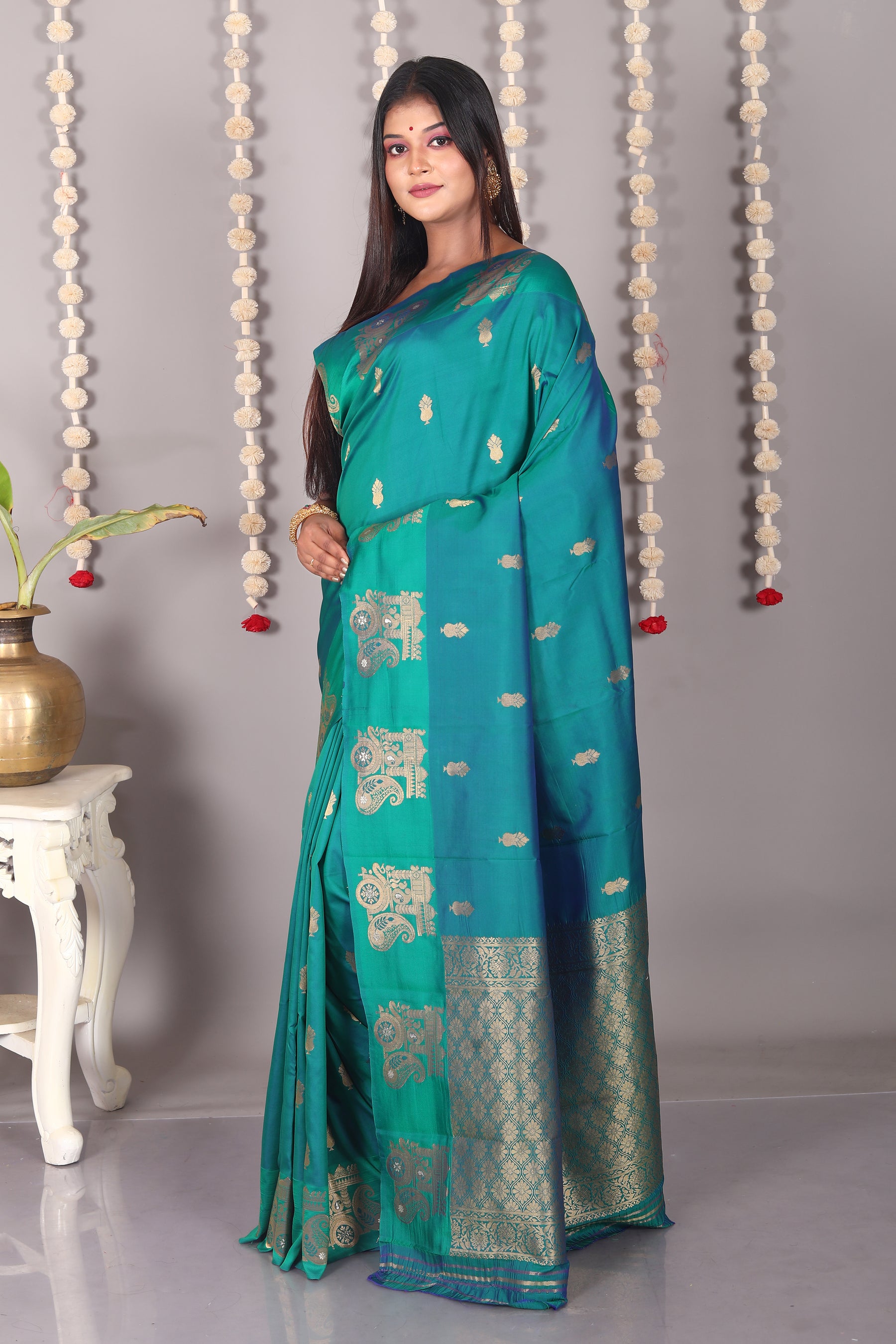 Rama Green Blended Mashru Silk Saree - Keya Seth Exclusive