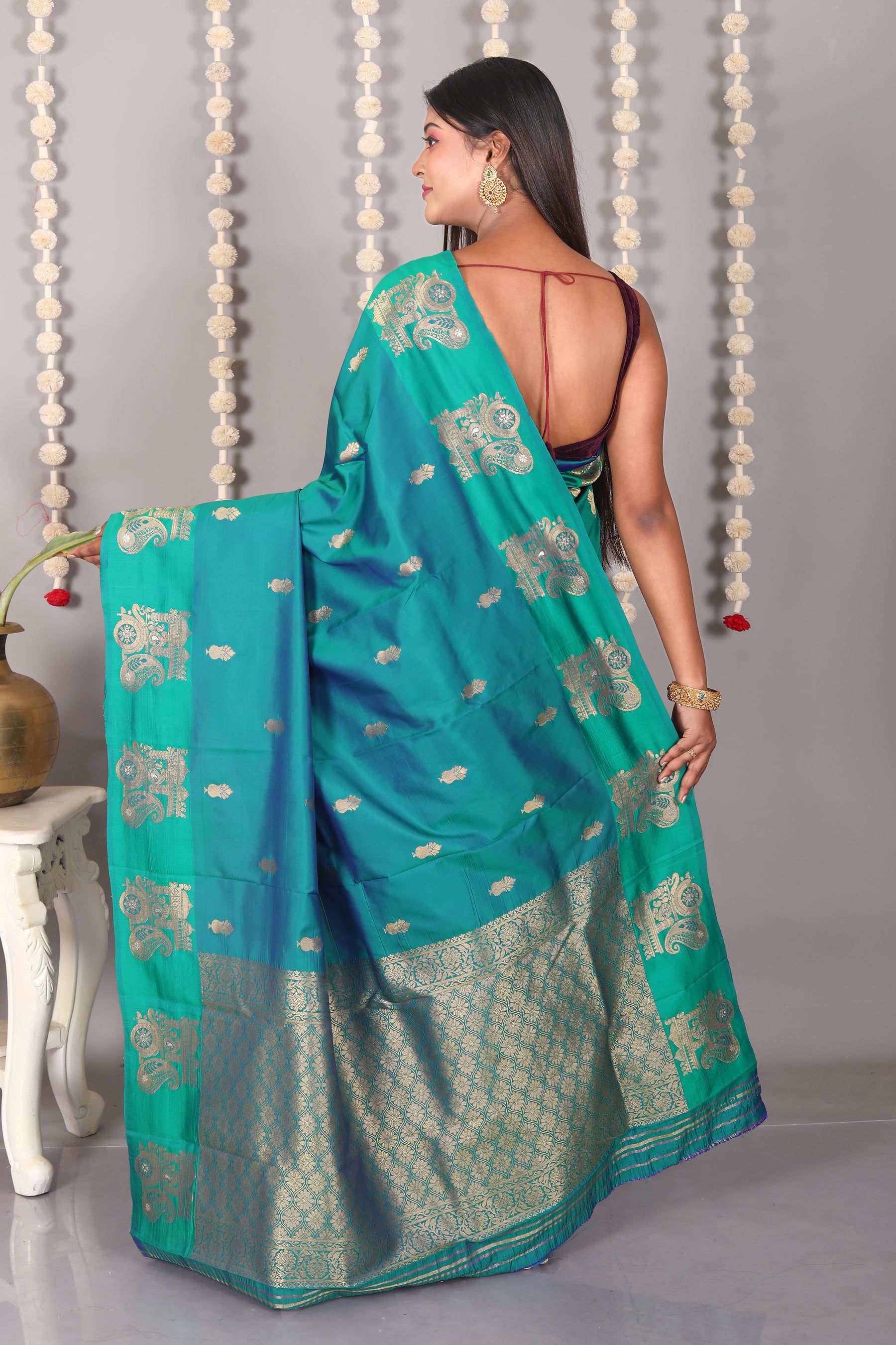 Rama Green Blended Mashru Silk Saree - Keya Seth Exclusive