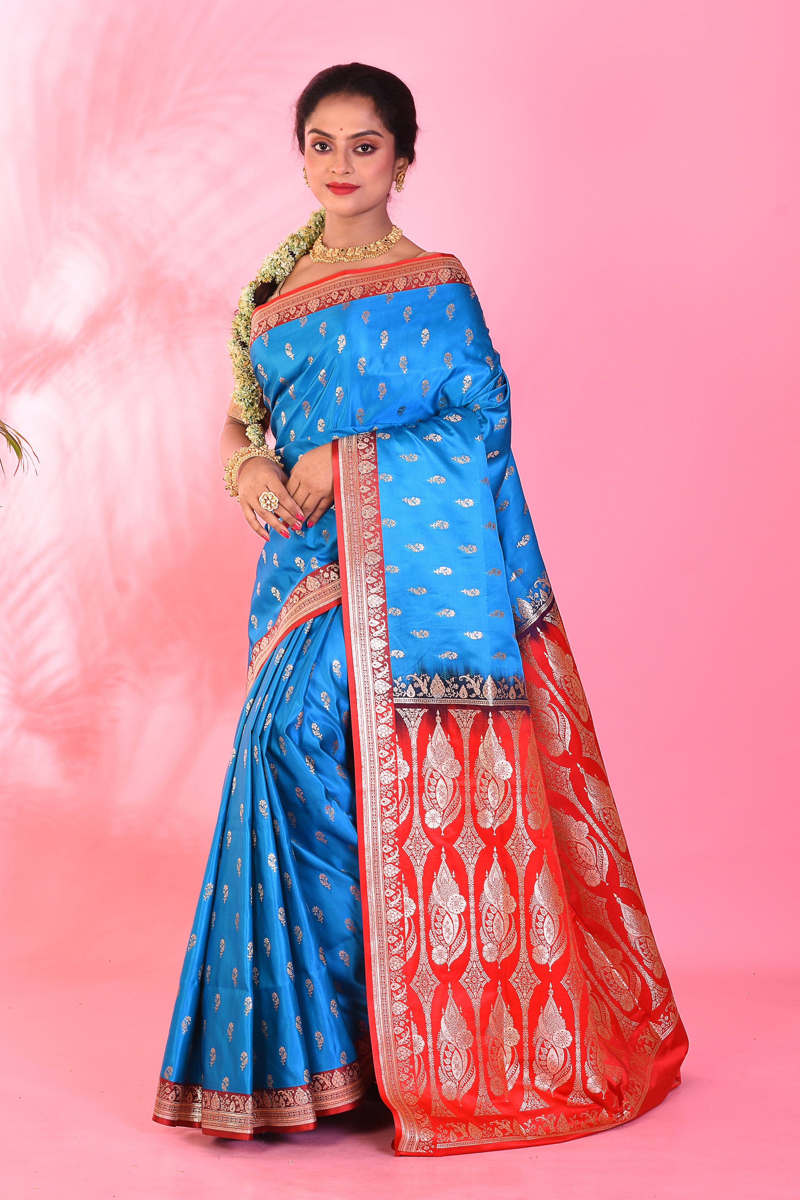 Blue Mushroo Silk Saree - Keya Seth Exclusive