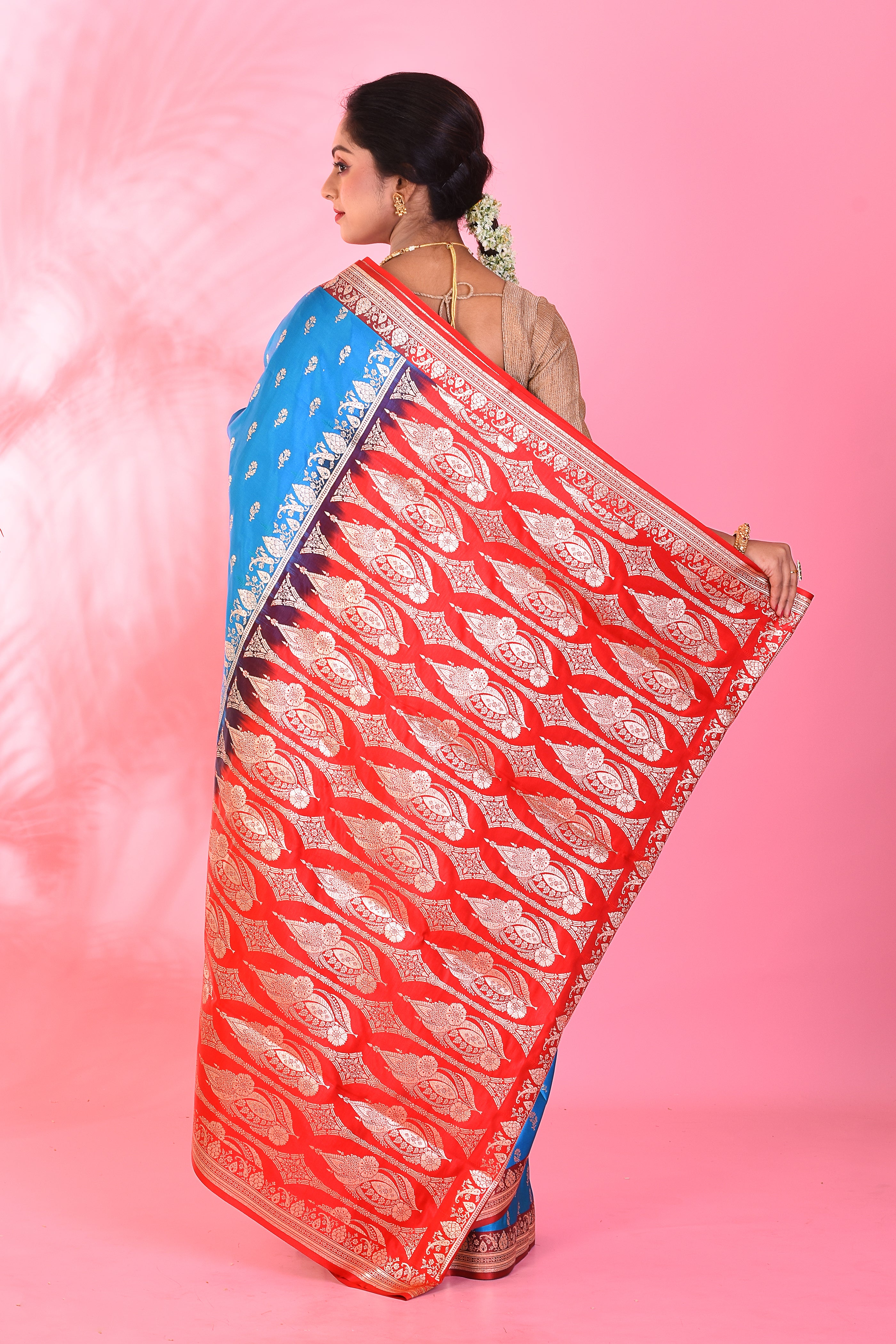Blue Mushroo Silk Saree - Keya Seth Exclusive