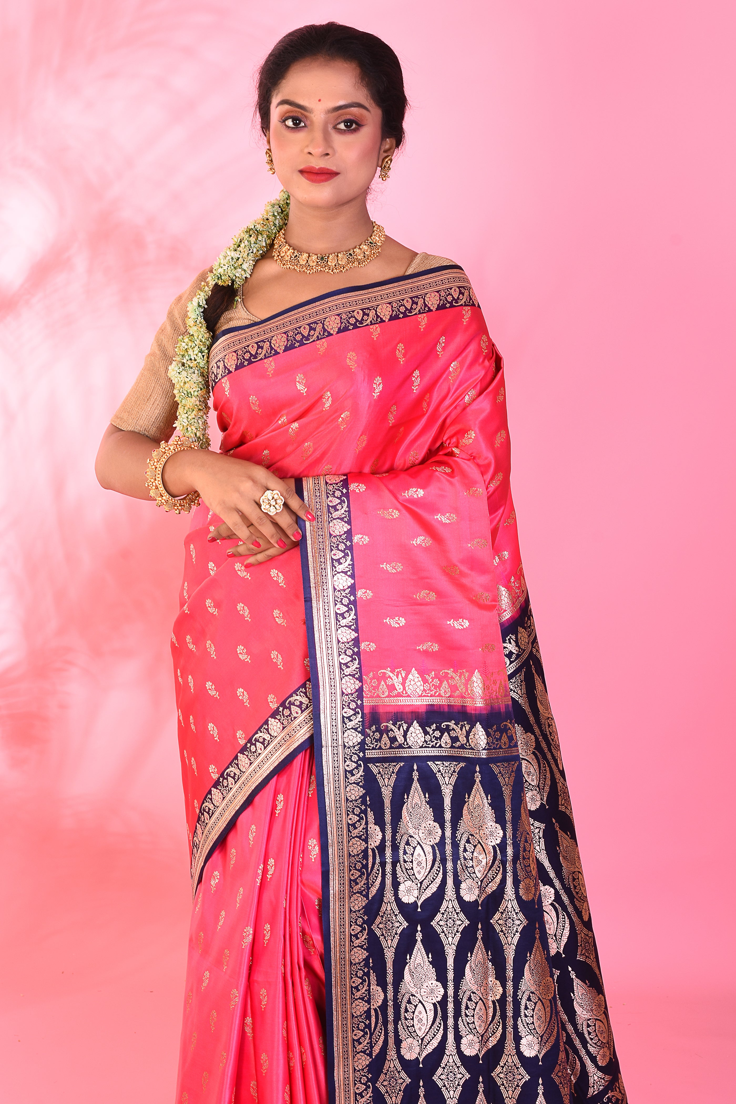 Pink Mushroo Silk Saree - Keya Seth Exclusive