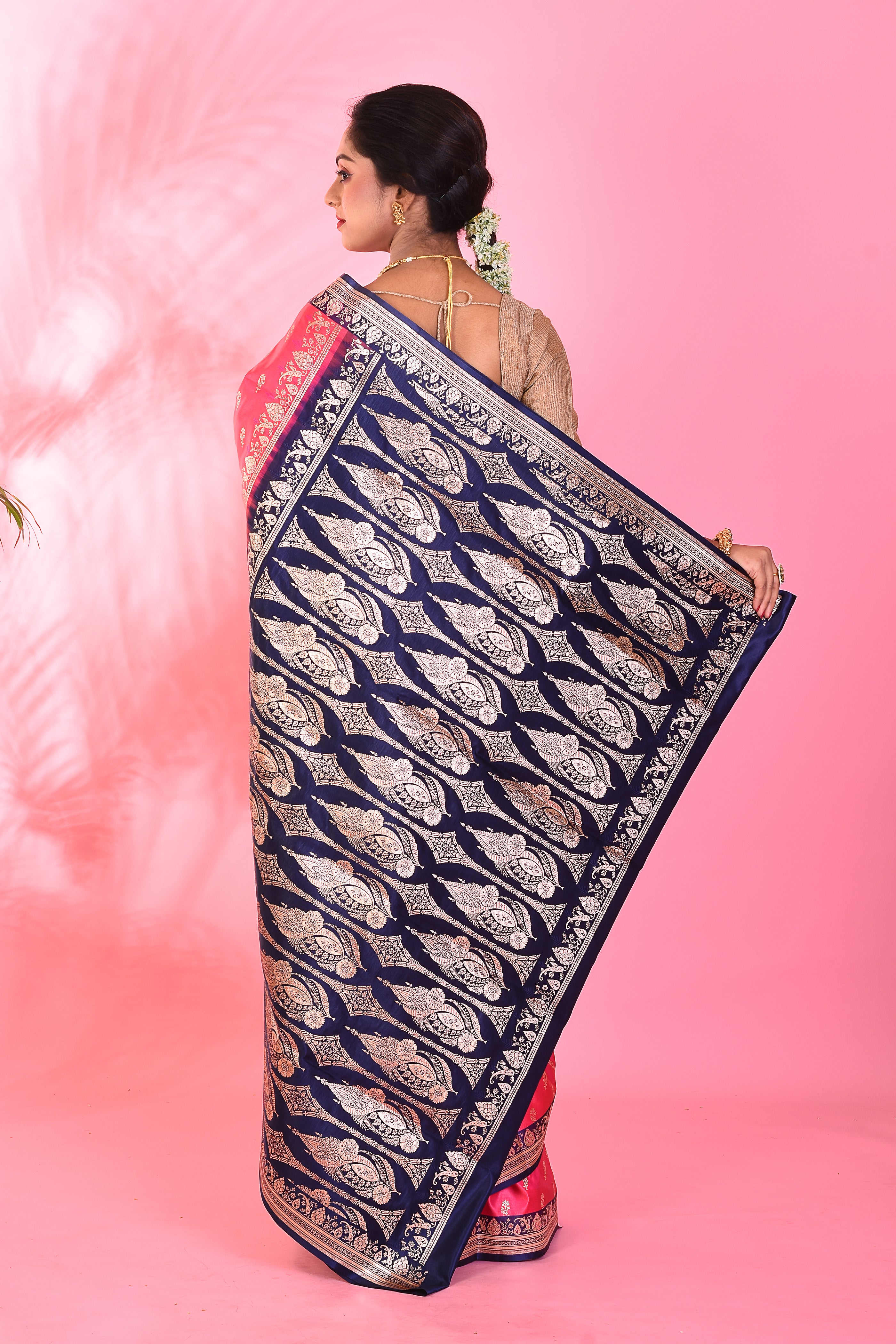 Pink Mushroo Silk Saree - Keya Seth Exclusive