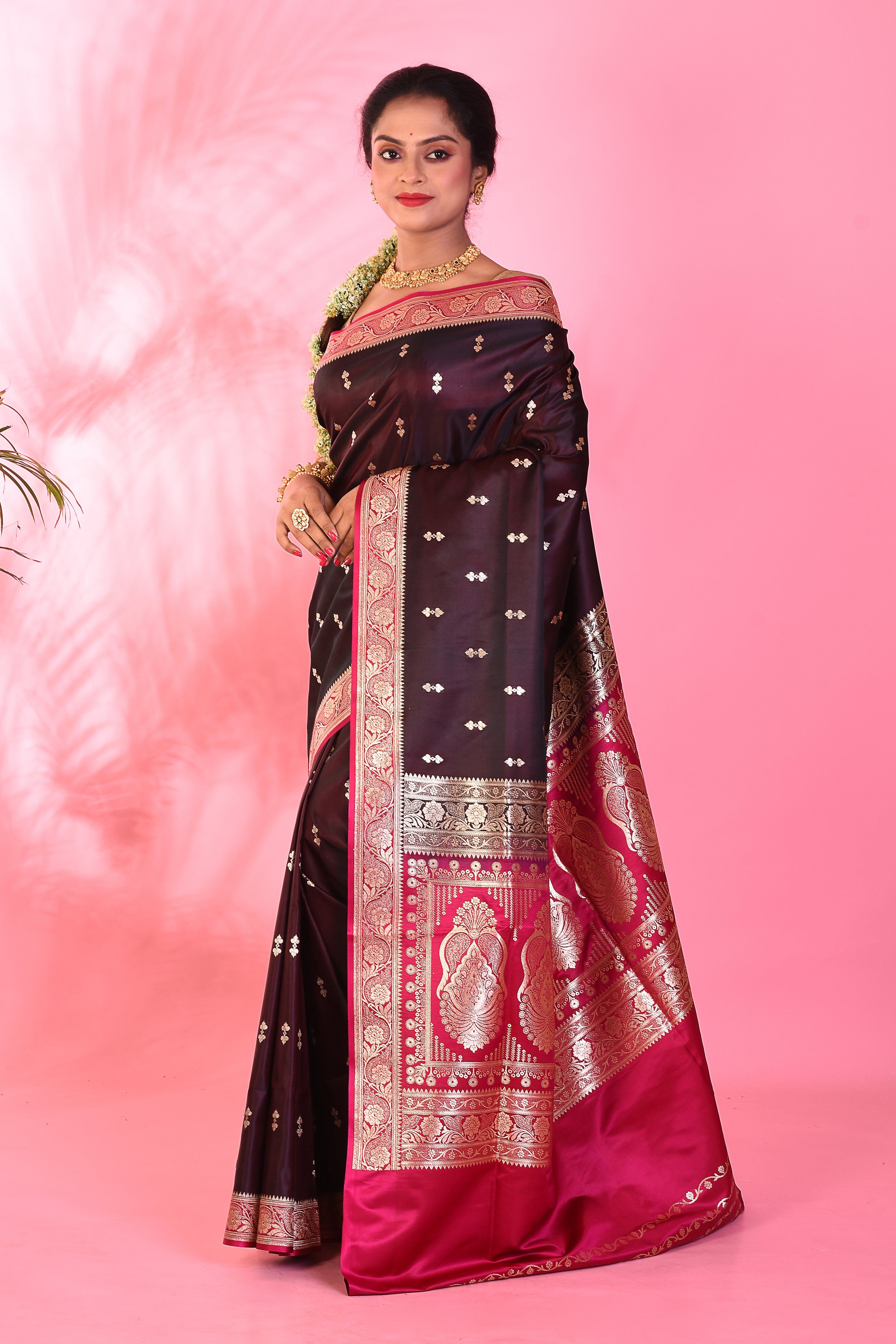 Brown Mushroo Silk Saree - Keya Seth Exclusive