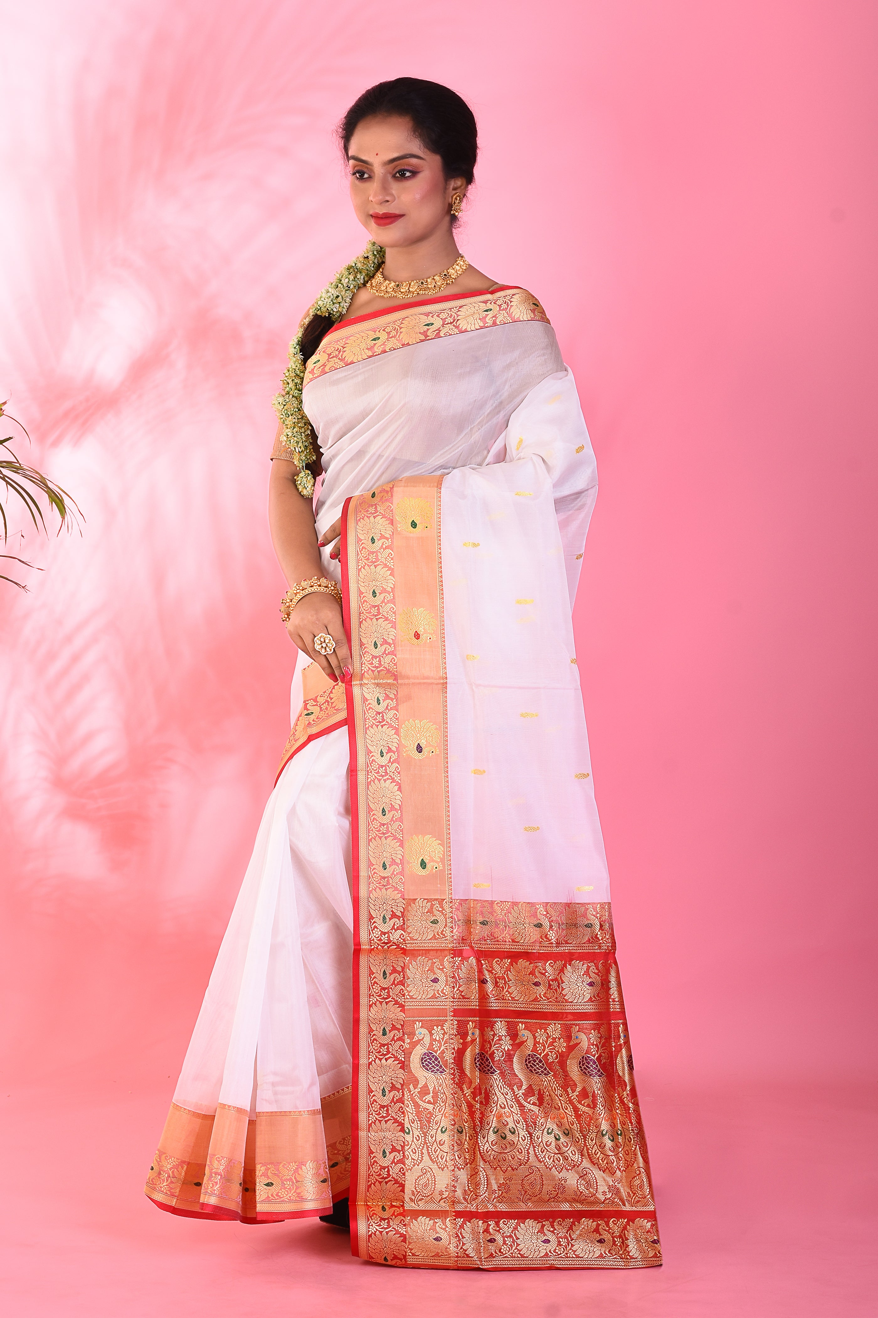 White Madurai Pattu Saree - Keya Seth Exclusive