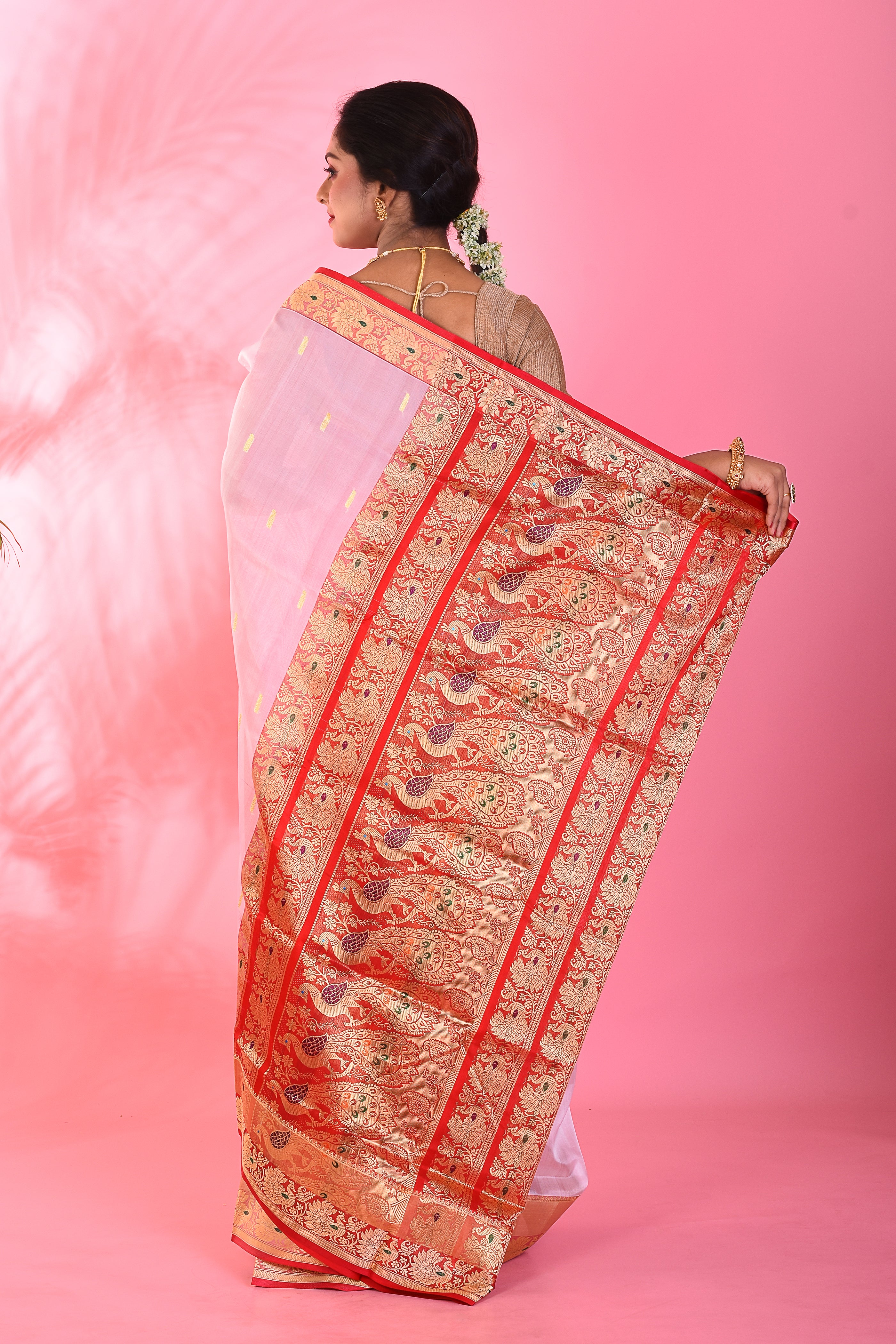 White Madurai Pattu Saree - Keya Seth Exclusive