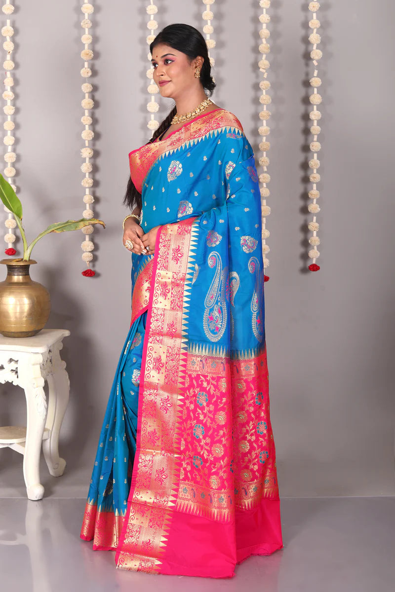 Royal Blue Blended Kanjivaram Silk Saree - Keya Seth Exclusive