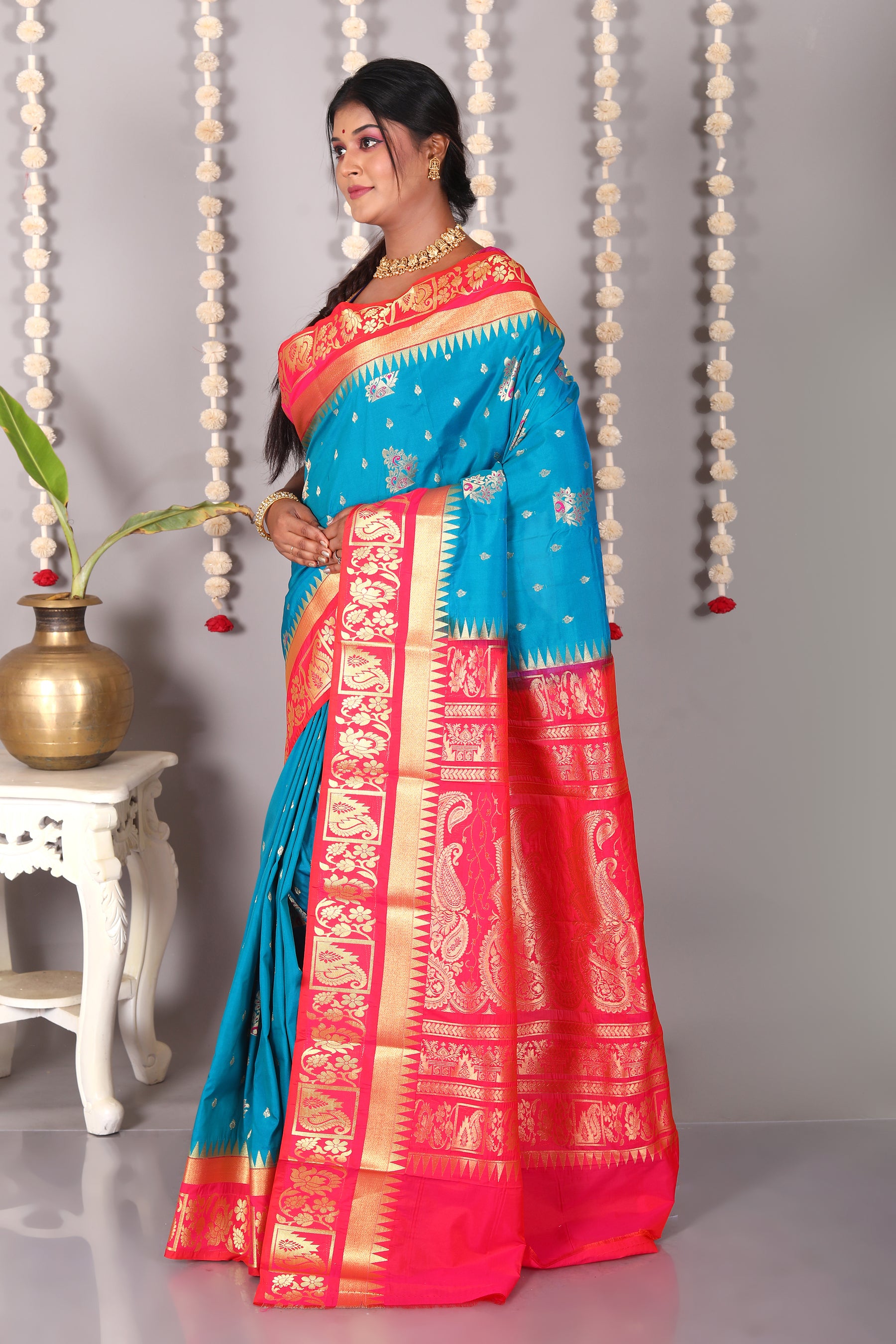 Blue Blended Kanjivaram Silk Saree - Keya Seth Exclusive