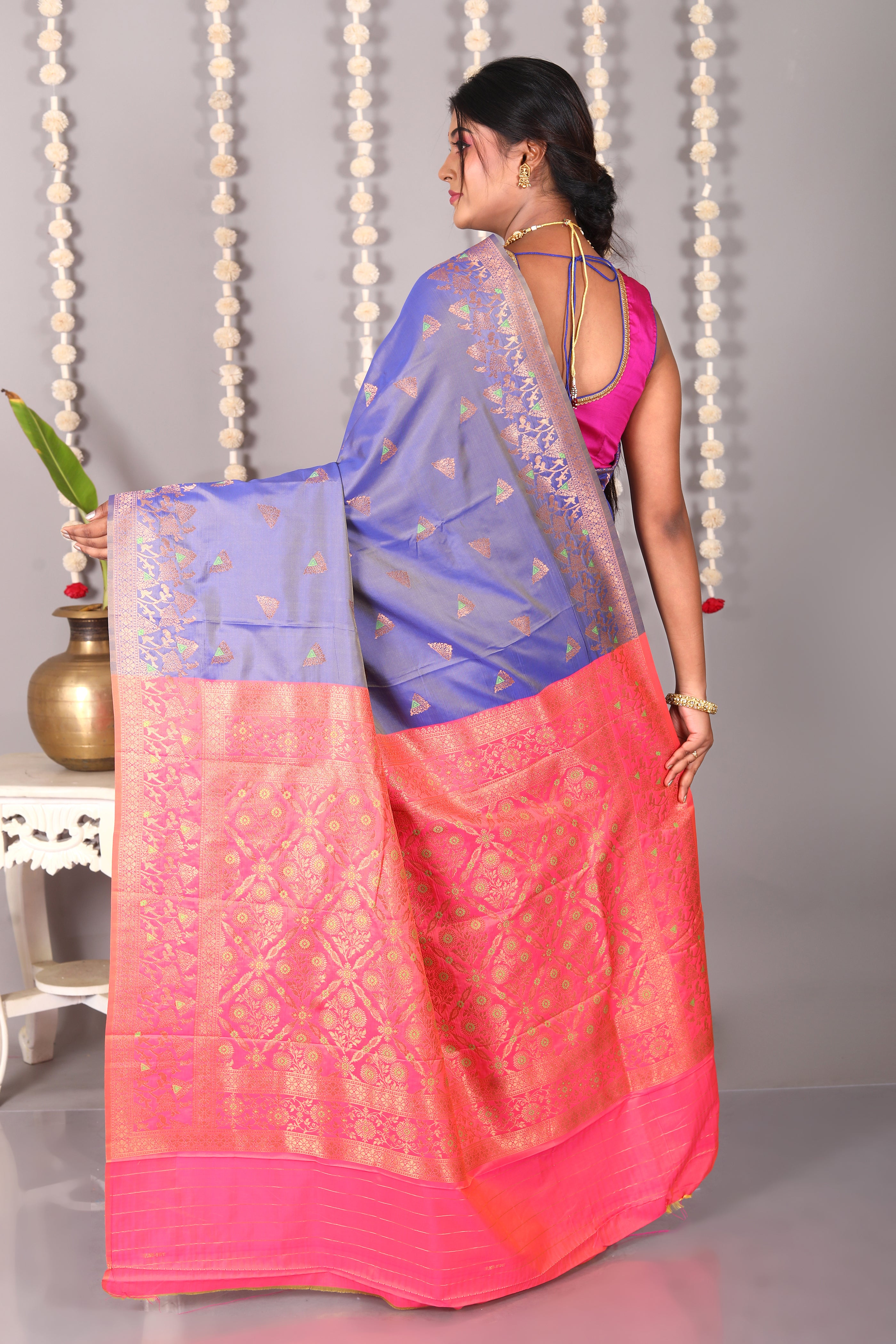 Lavender Blended Satin Silk Saree - Keya Seth Exclusive