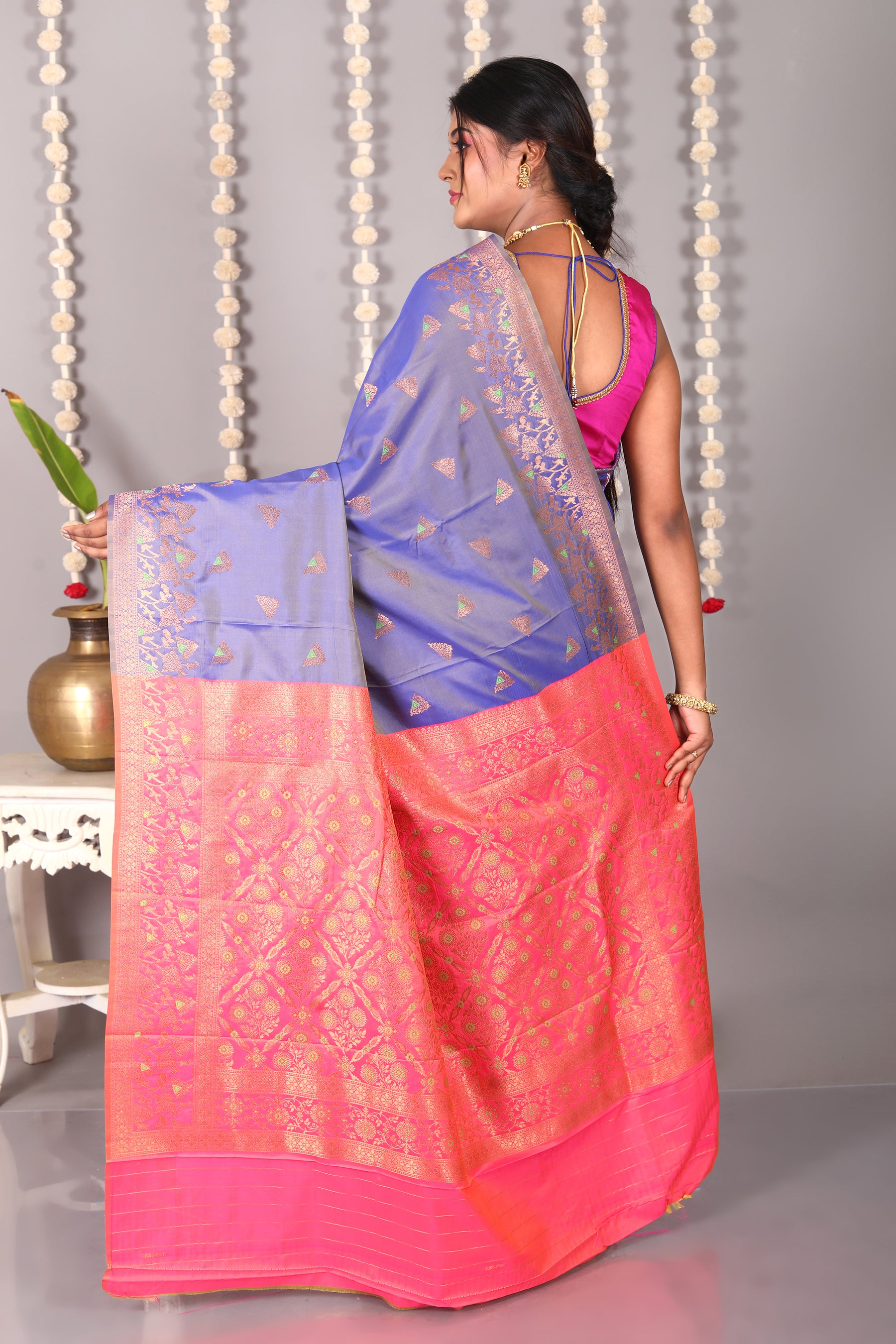 Lavender Blended Satin Silk Saree - Keya Seth Exclusive