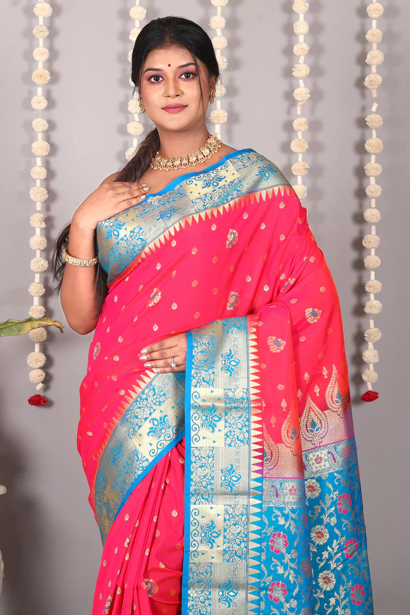 Pink Blended Kanjivaram Silk Saree - Keya Seth Exclusive