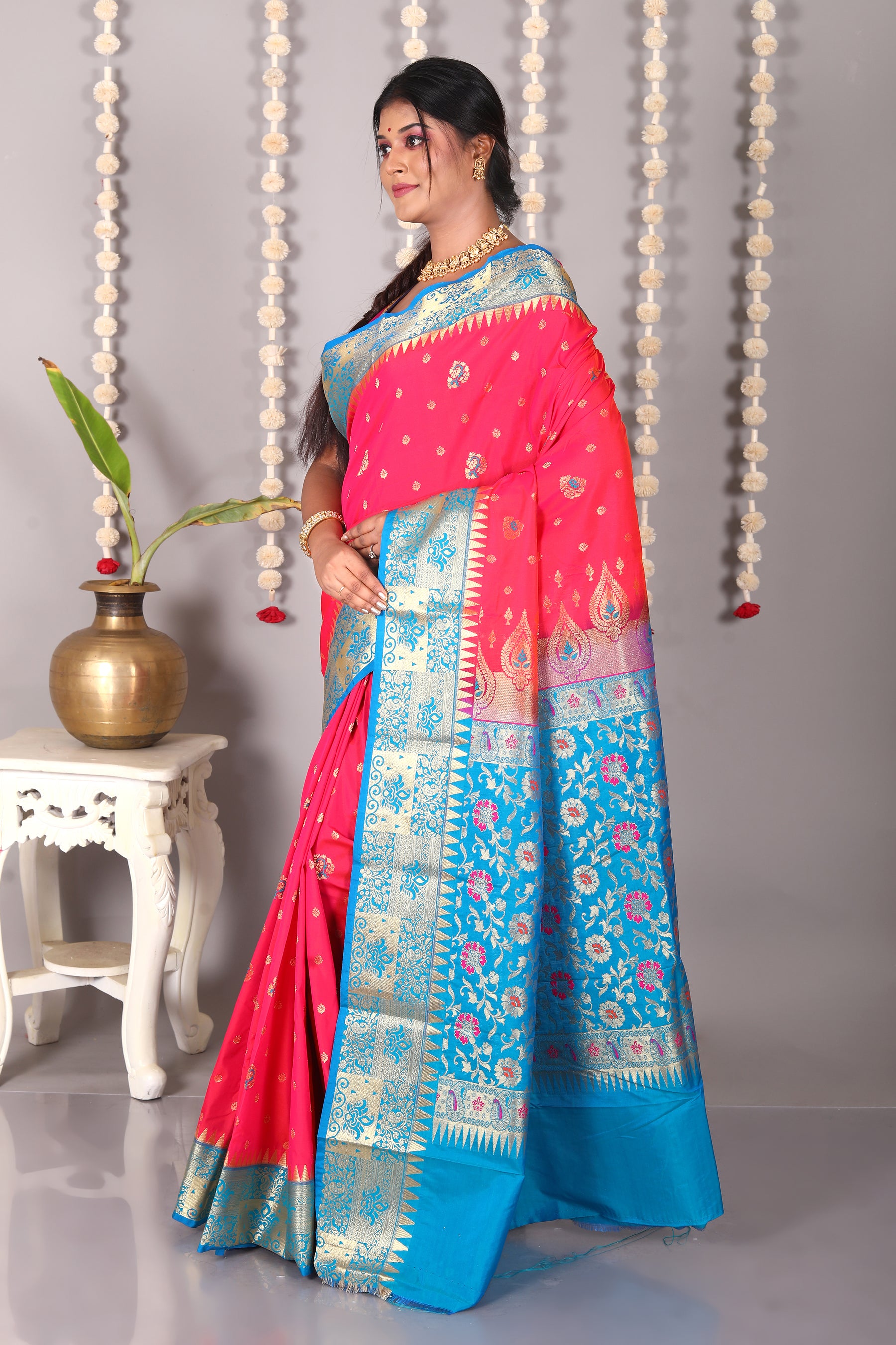 Pink Blended Kanjivaram Silk Saree - Keya Seth Exclusive