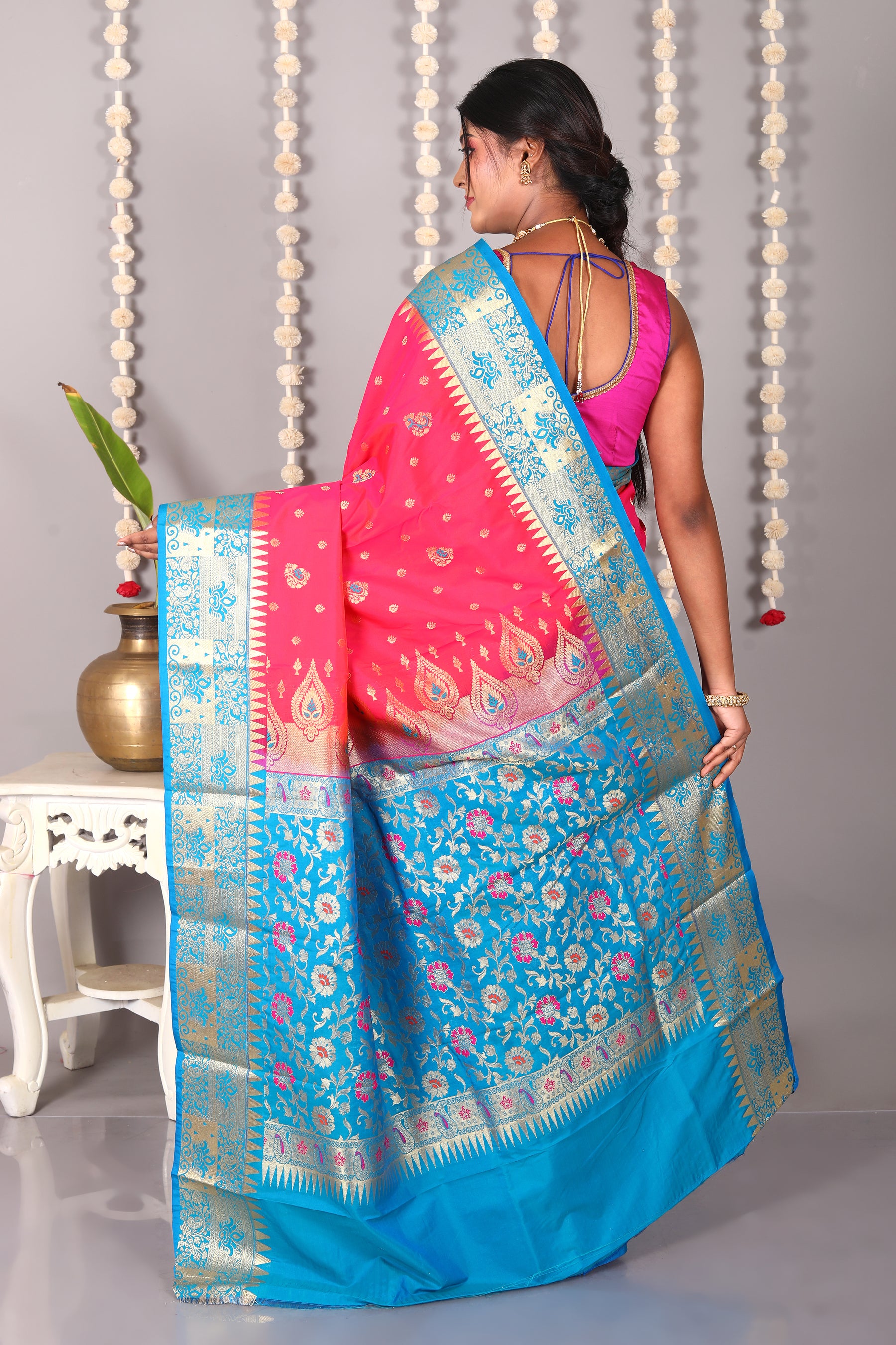 Pink Blended Kanjivaram Silk Saree - Keya Seth Exclusive