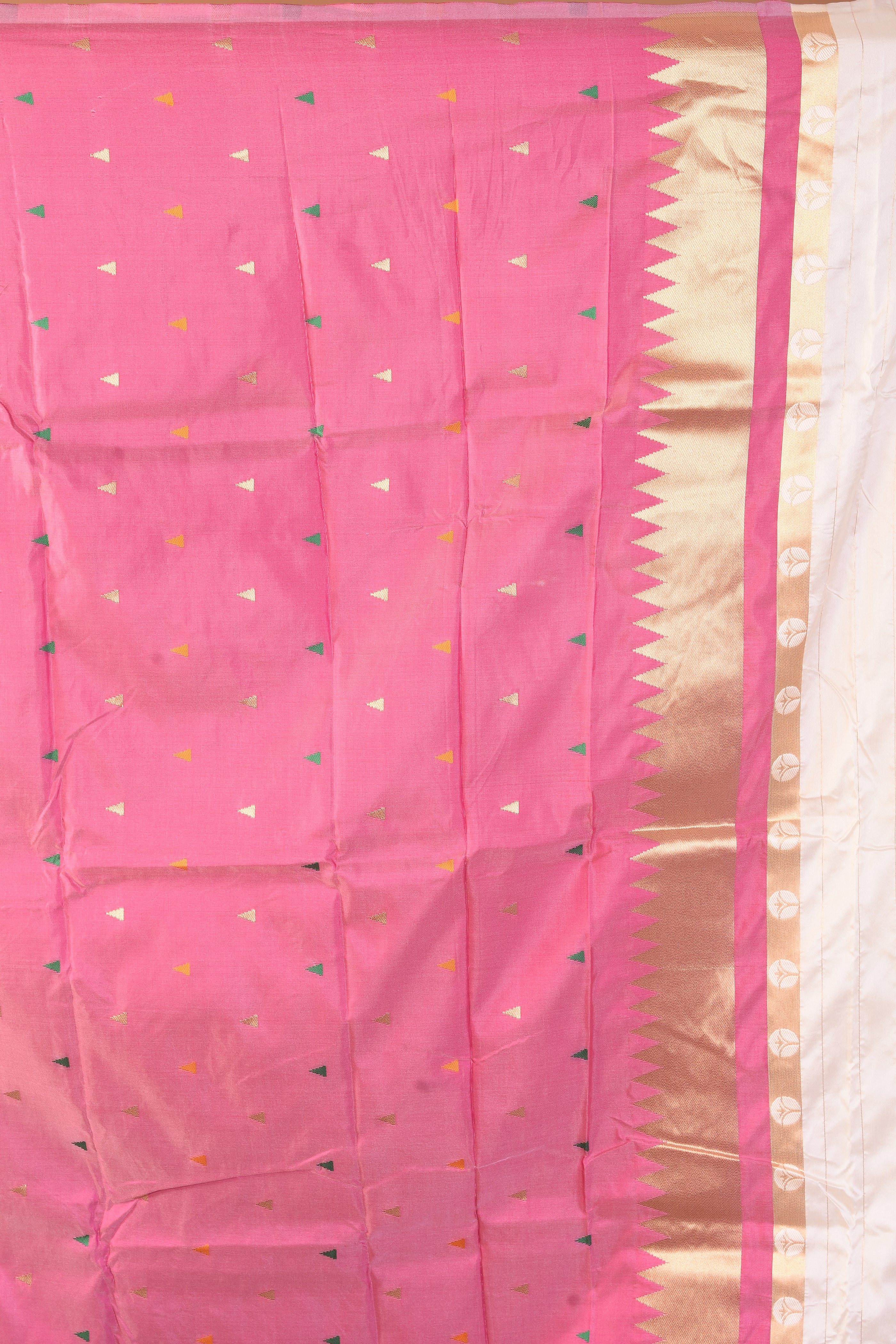 White Blended Kanjivaram Silk Saree with Temple Borders - Keya Seth Exclusive