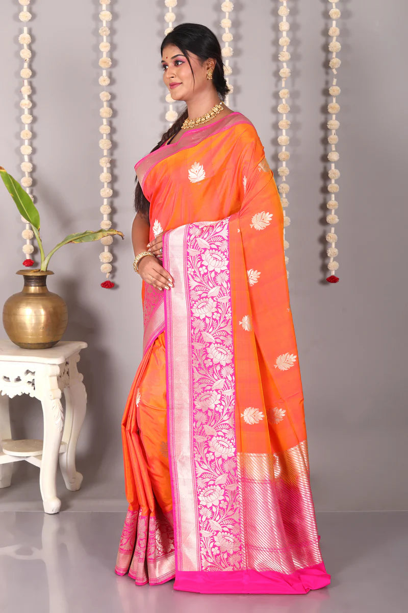 Dual Tone Orange Pure Katan Silk Saree - Keya Seth Exclusive