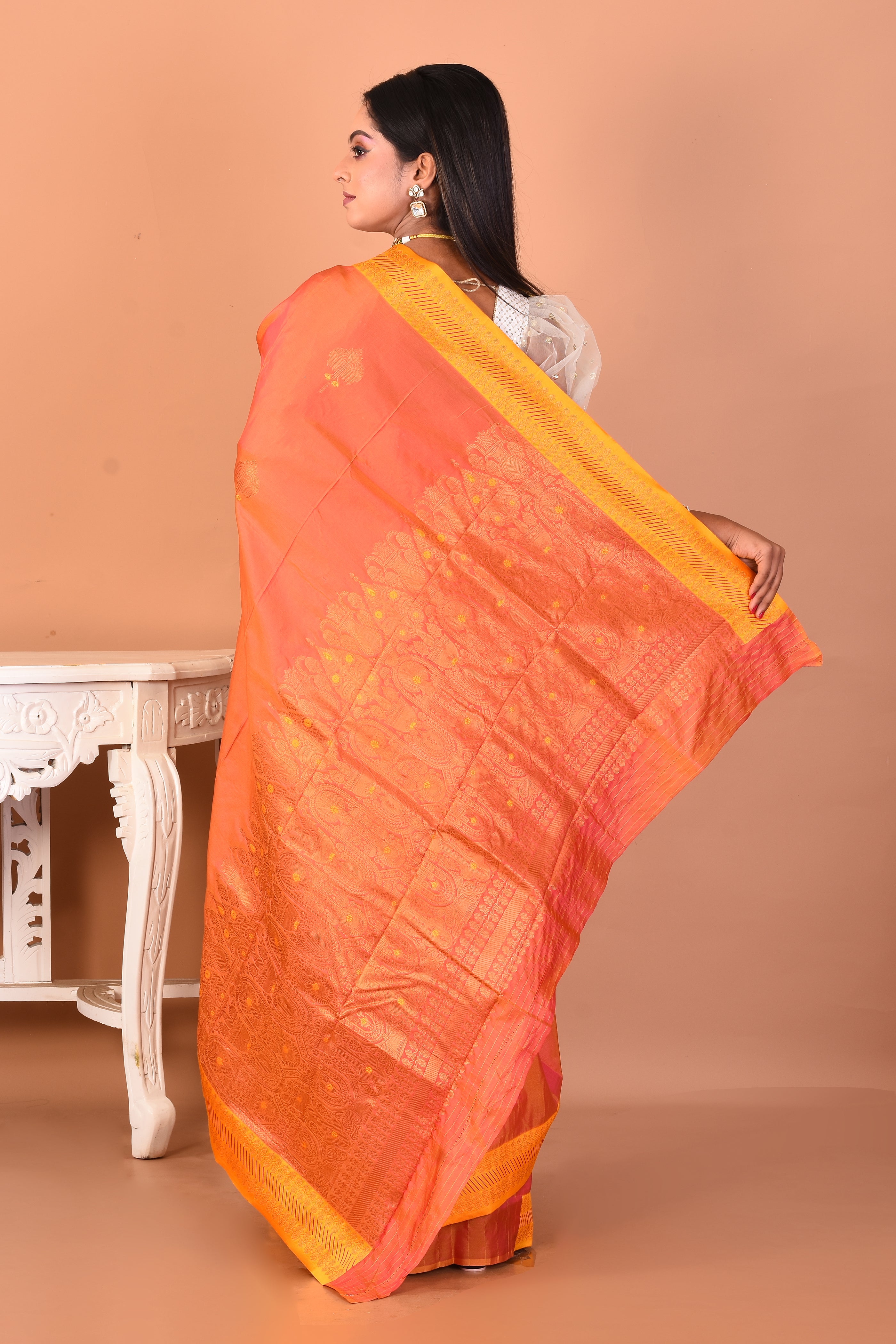 Dual Tone Brown Blended Bomkai Silk Saree - Keya Seth Exclusive