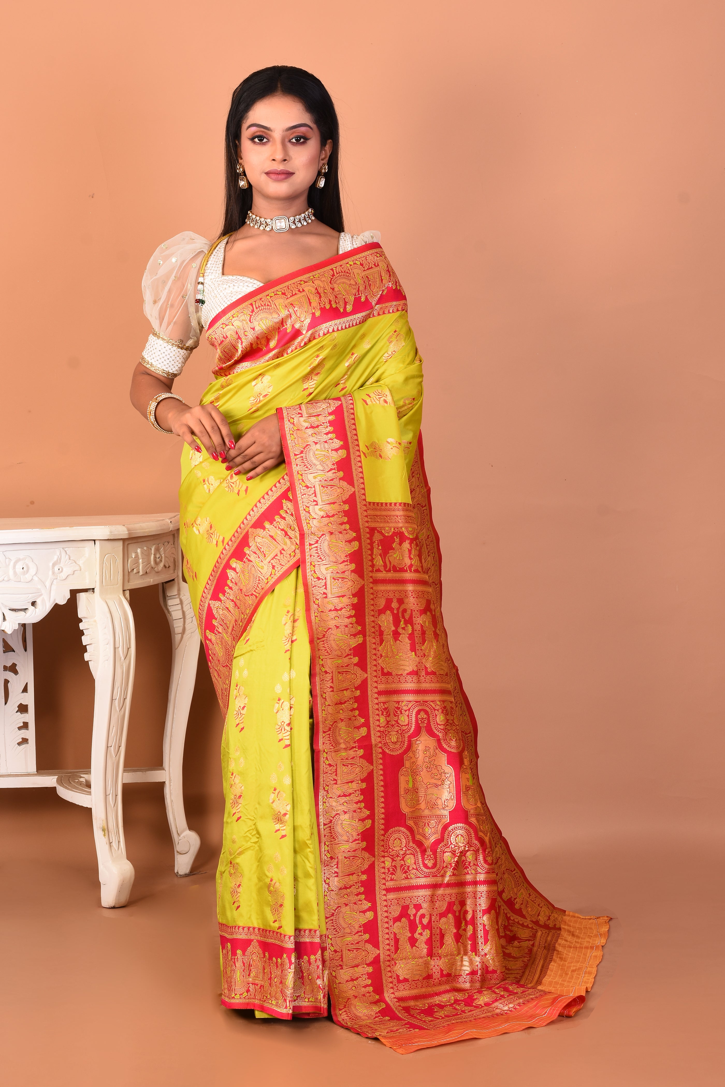 Leaf Green Blended Kanjivaram Silk Saree - Keya Seth Exclusive